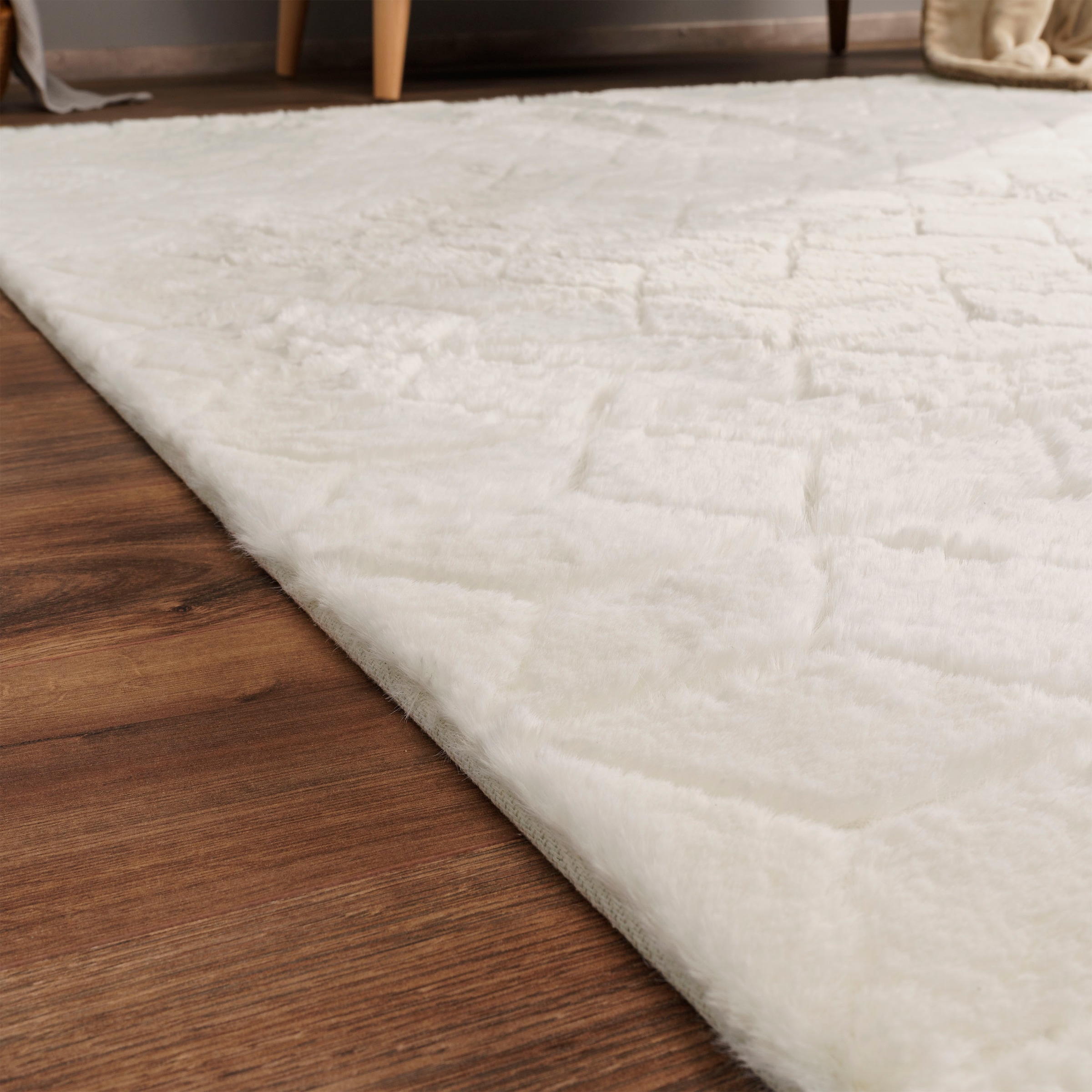 Paco Home Hochflor-Teppich »Arnheim 745« rechteckig 26 mm Höhe Uni Farben, modernes geometrisches Design, besonders weich