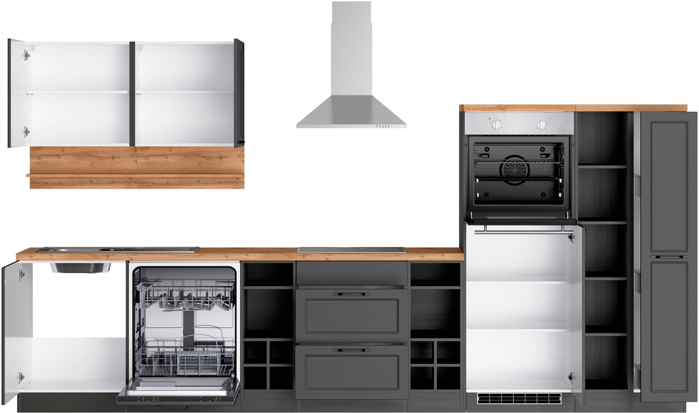 KOCHSTATION Kitchenette »KS-Lana« 360 cm de large, avec ou sans appareils électriques au choix