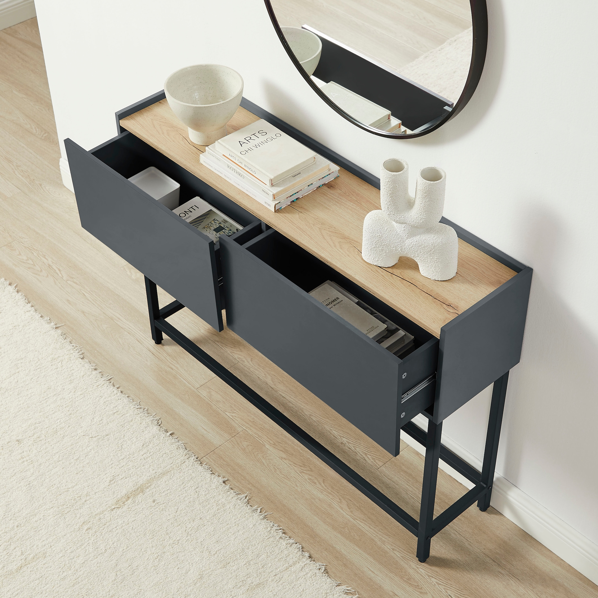 GOODproduct Table console »Azly« pflegeleichte Melaminoberfläche, Metallgestell, Breite 120 cm