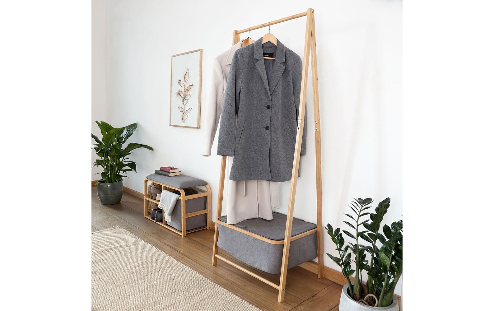 Lumaland Porte-manteau »aus Bambus 159 x 60 x 45 cm« Garderobenständer aus Bambus mit Box
