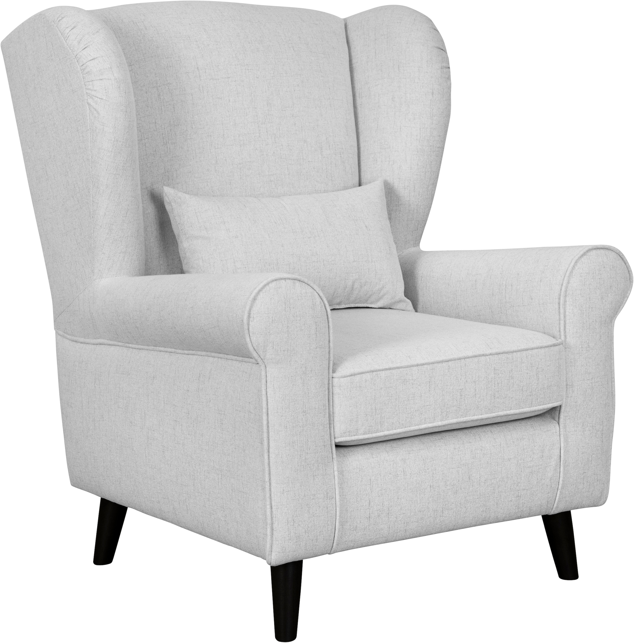 Home affaire Fauteuil »Ohrensessel CHISTELLE, wahlweise mit Polsterhocker« mit Wellenunterfederung, Masse: B/T/H: 81/87/99 cm