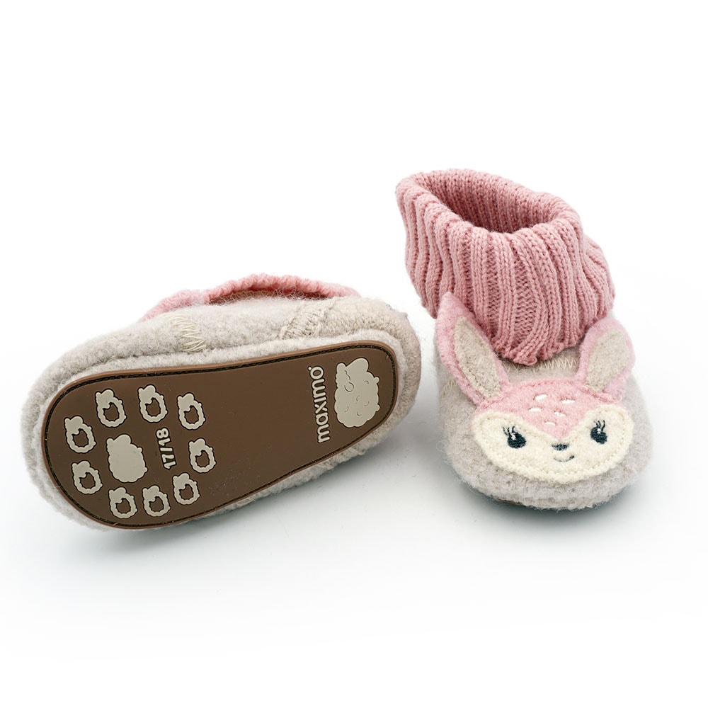 MAXIMO Chaussures de chalet  Wolle, Anti-Rutsch-Sohle, gefüttert, Strickbündchen, mit Öhrchen