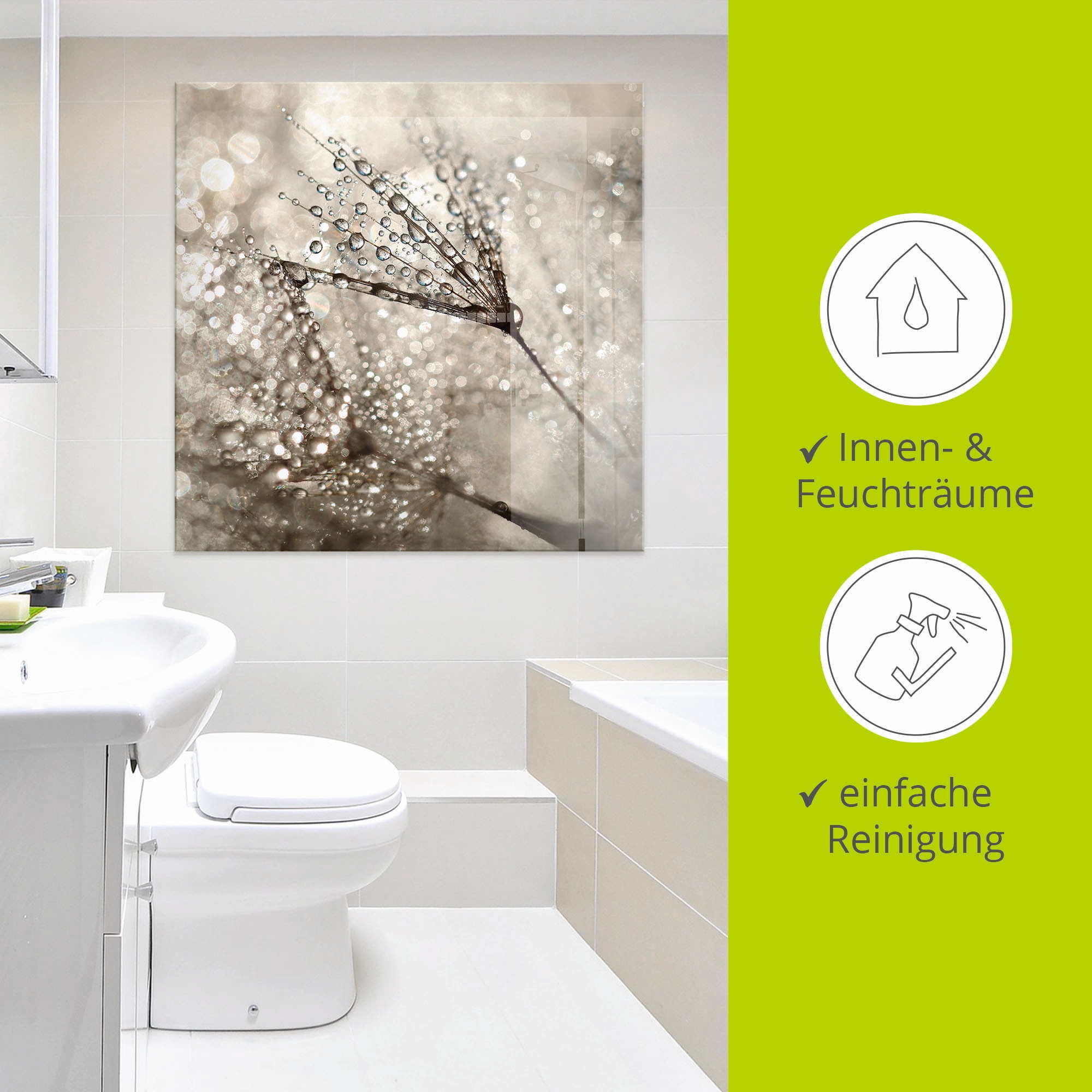 Artland Glasbild »Pusteblume Tautropfen I« Blumen 1 Stk. tlg. in verschiedenen Grössen