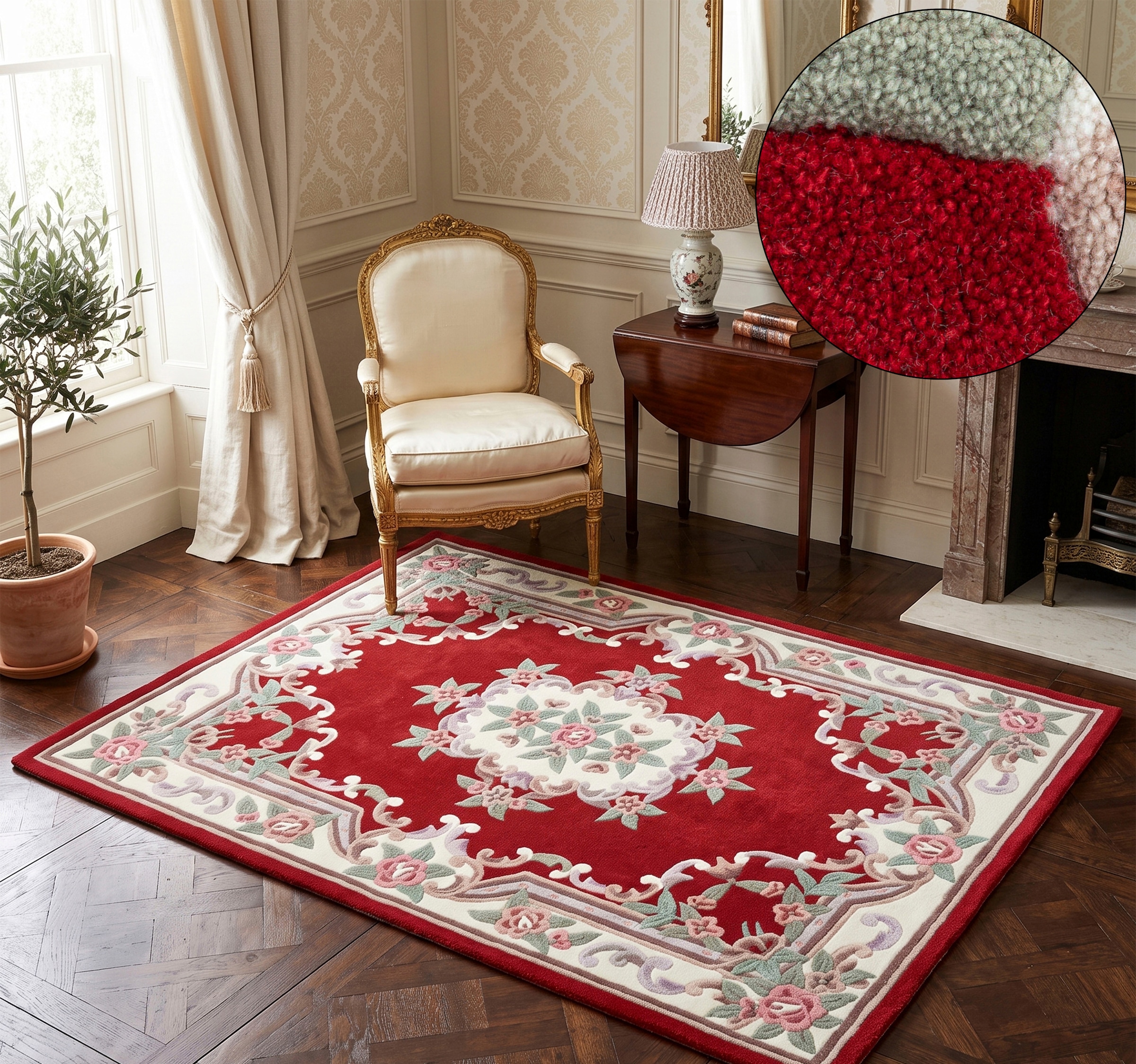 THEKO Tapis »Ming, handgetuftet« Rectangulaire 14 mm Höhe fait main, couleurs pastel, design floral, salon