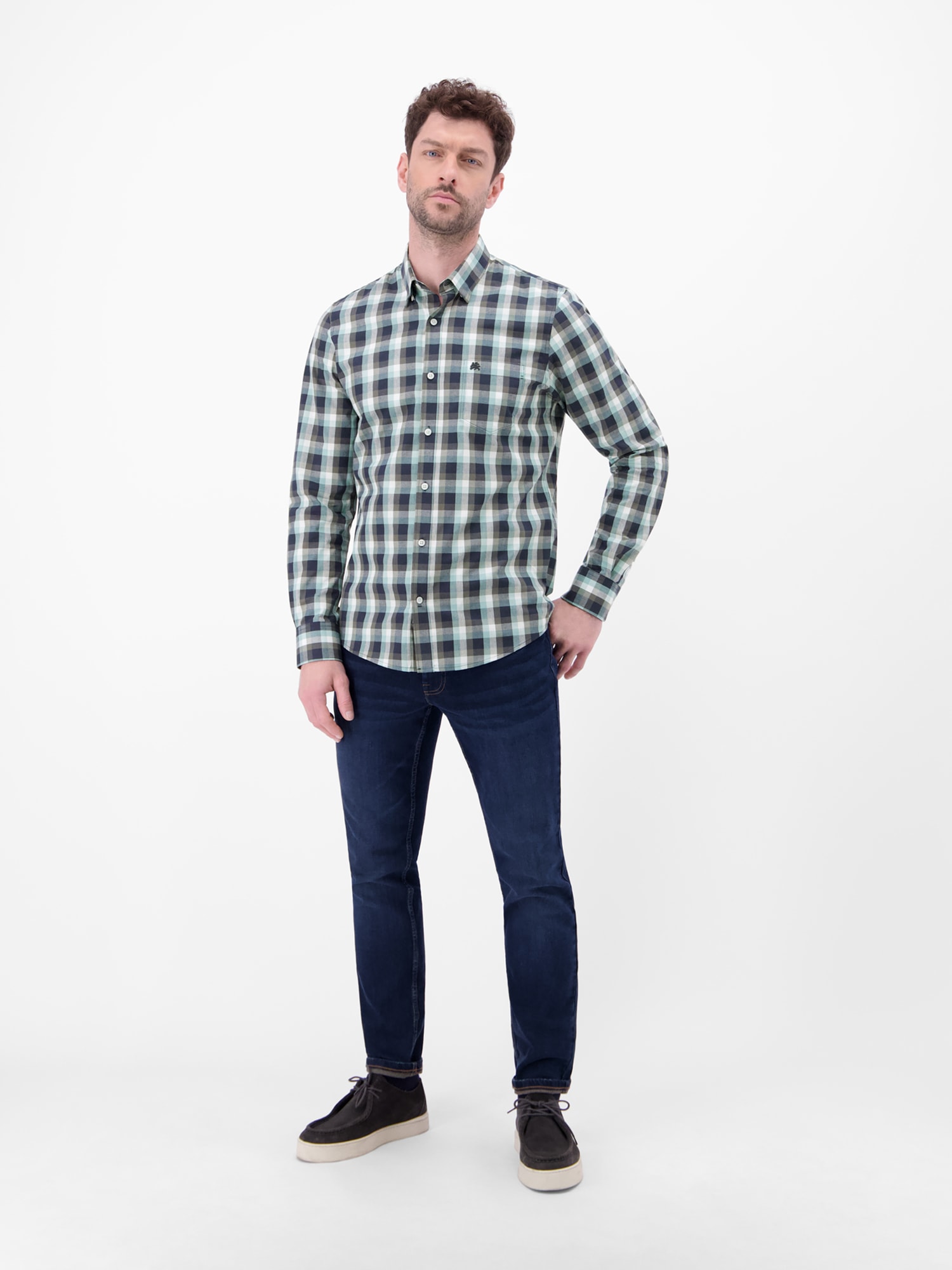 LERROS Chemise à manches longues »Karohemd mit Kentkragen und Brusttasche«