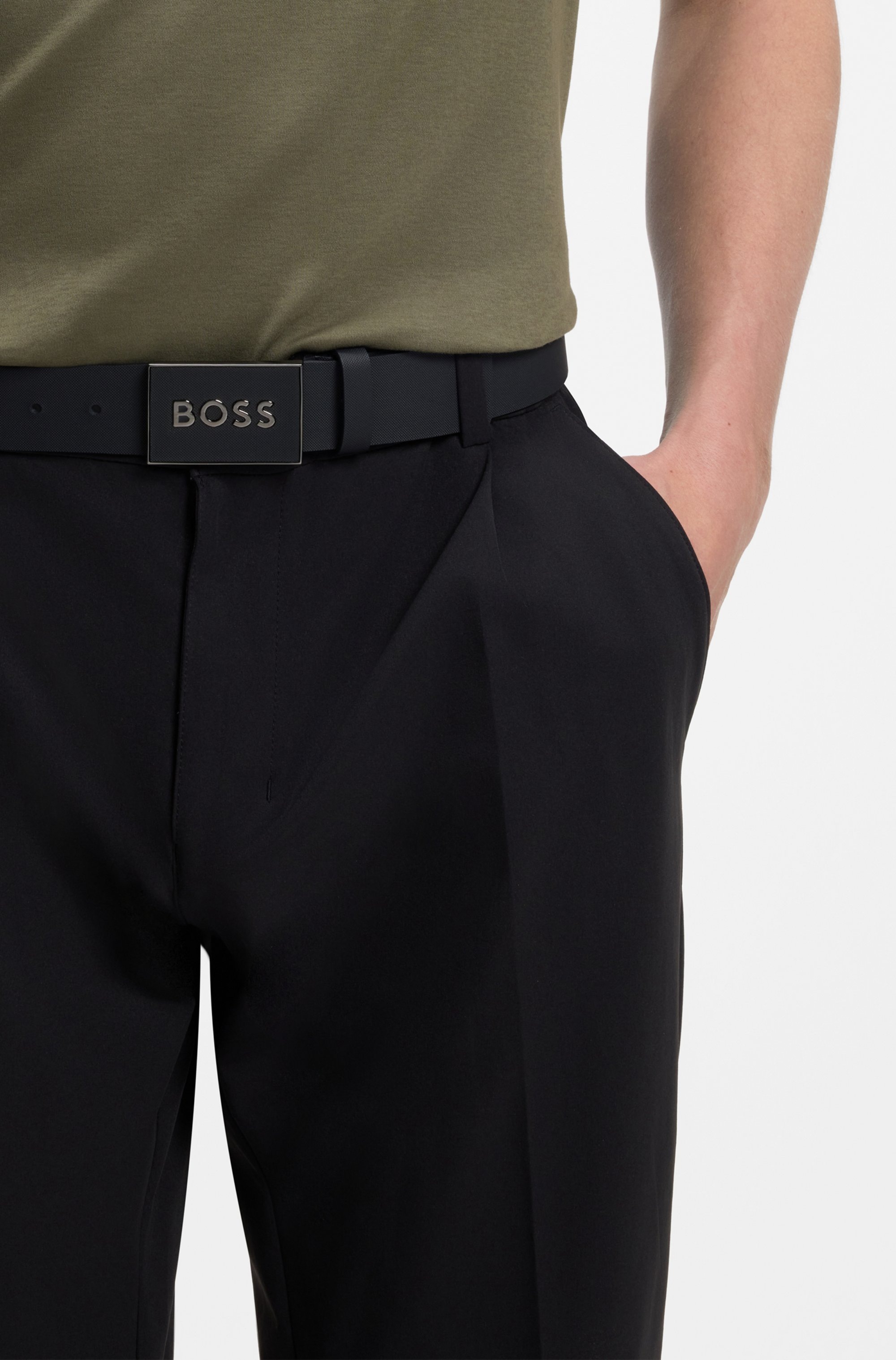 BOSS Ceinture en cuir »Boss Icon-S1 Sz40« mit grossem BOSS Schriftzug auf der Schnalle