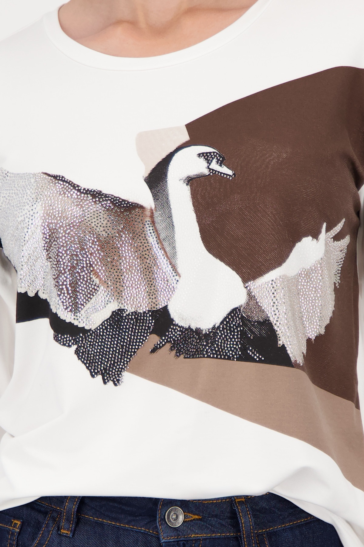 Monari 3/4-Arm-Shirt »Shirt Schwan« Regular fit mit Rundhalsausschnitt