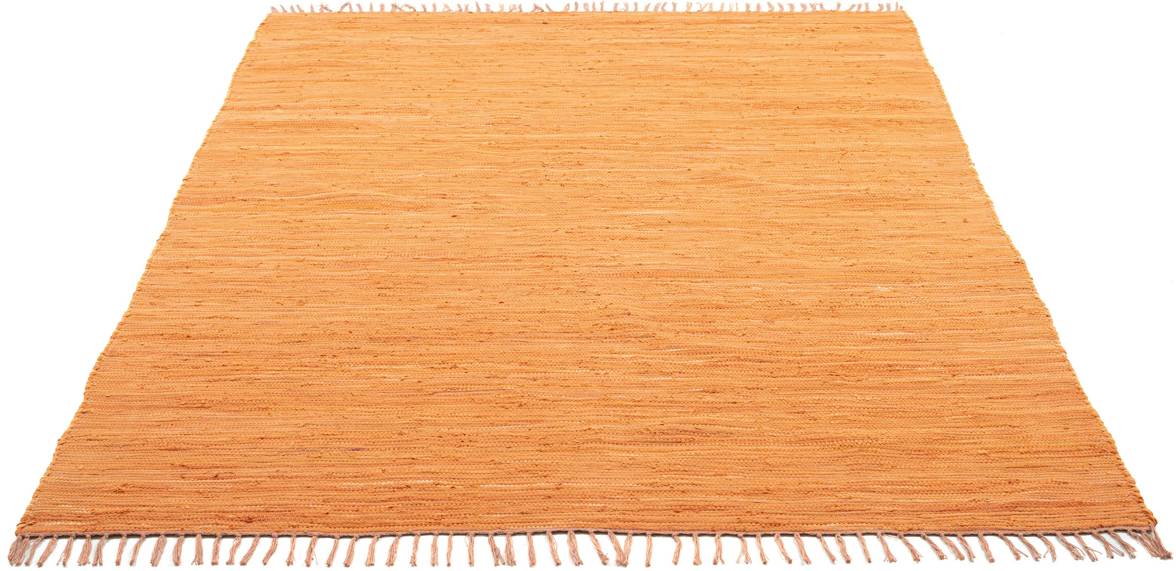 my home Teppich »Cadis« rechteckig 5 mm Höhe Wendeteppich, mit Fransen, Uni Farben, handgewebt, reine Baumwolle