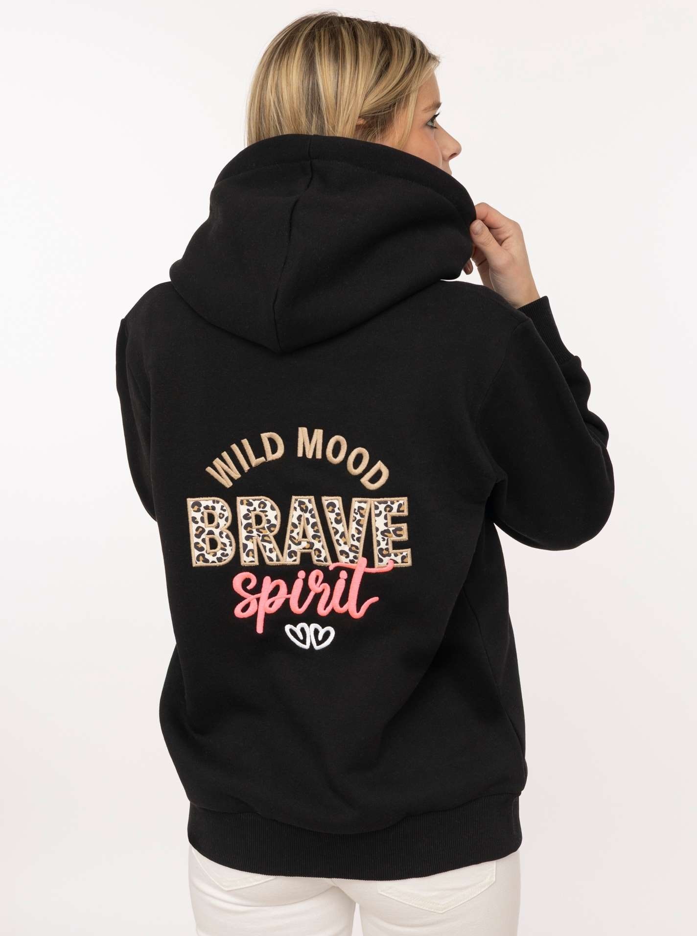 Zwillingsherz Kapuzensweatjacke »"Brave Spirit"« Langarm, Reissverschluss, Kapuze, Kordelzug, Animal-Details