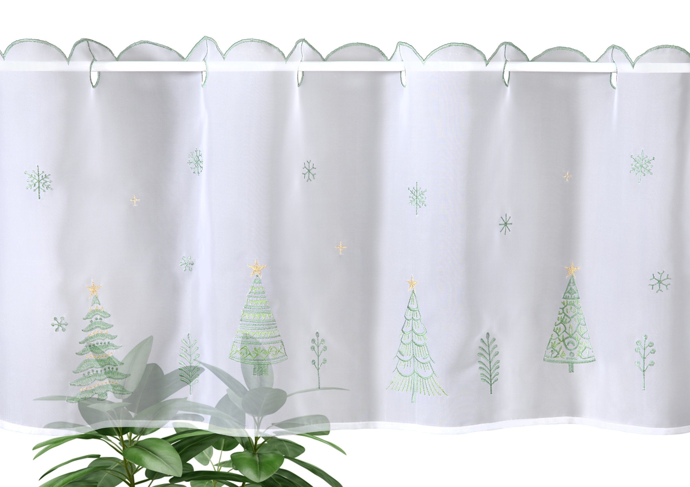 HOME WOHNIDEEN Scheibengardine »JARA« Stangendurchzug 1 Stk. tlg. Cafehaus, bestickt, Voile, Stangenlöcher