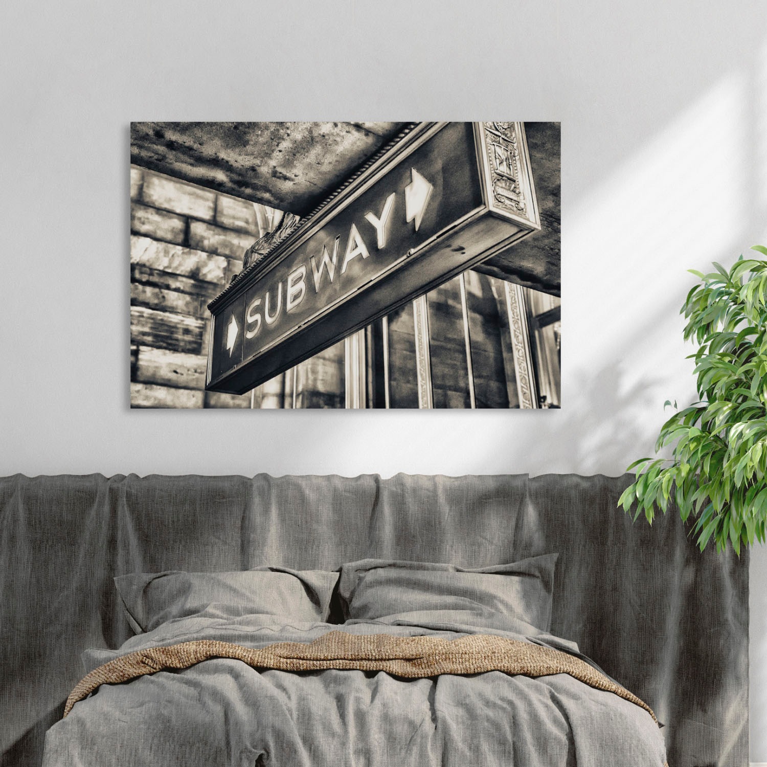 queence Tableau en verre acrylique »SUBWAY Schild« Fine Art-Print in Galeriequalität