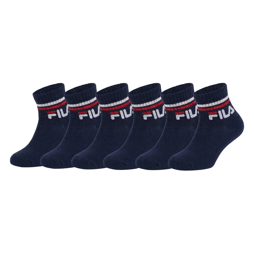 Fila Chaussettes courtes »JUNIOR UNISEX QUARTER PLAIN SOCKS« 6 paires,  pour enfants, avec logo tricoté dans le bord-côte, forme anatomique,