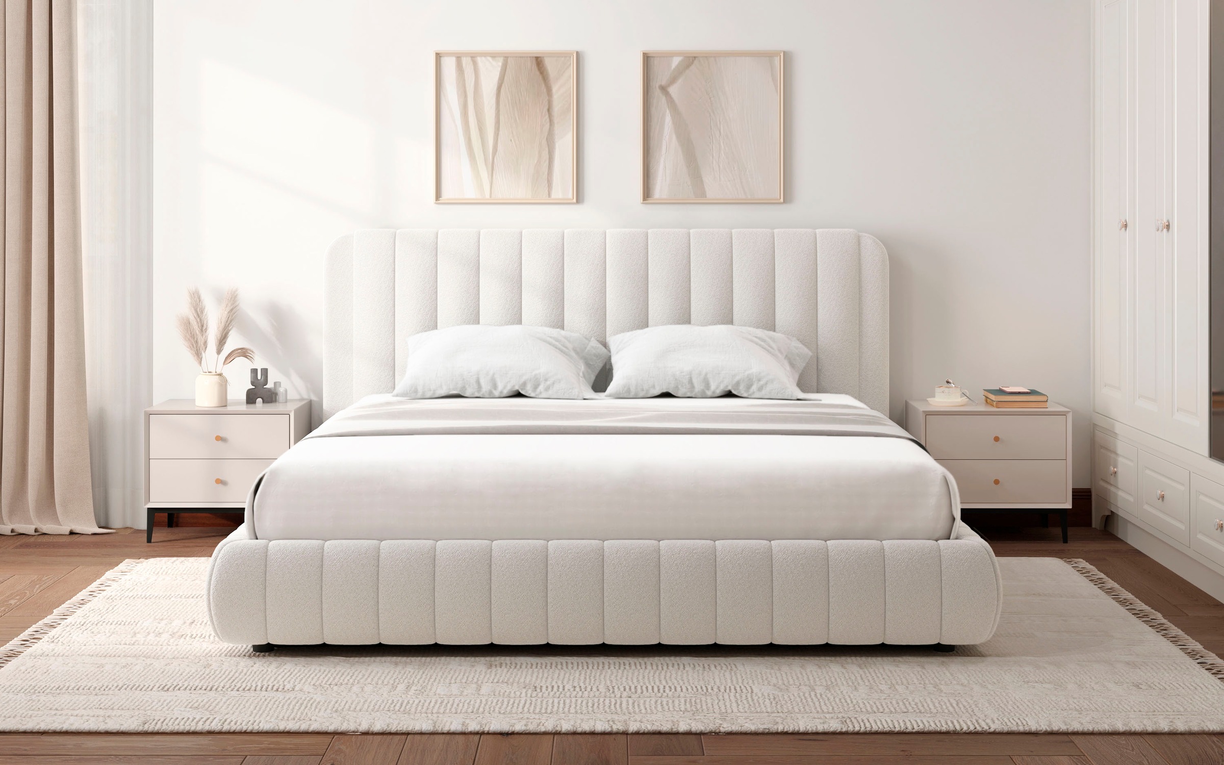 Home affaire Polsterbett »SELVAIR in der Breite 180cm, inkl. Lattenrost und Bettkasten« gepolstertes Kopfteil und Rahmen, Bezug im Chenillecharakter