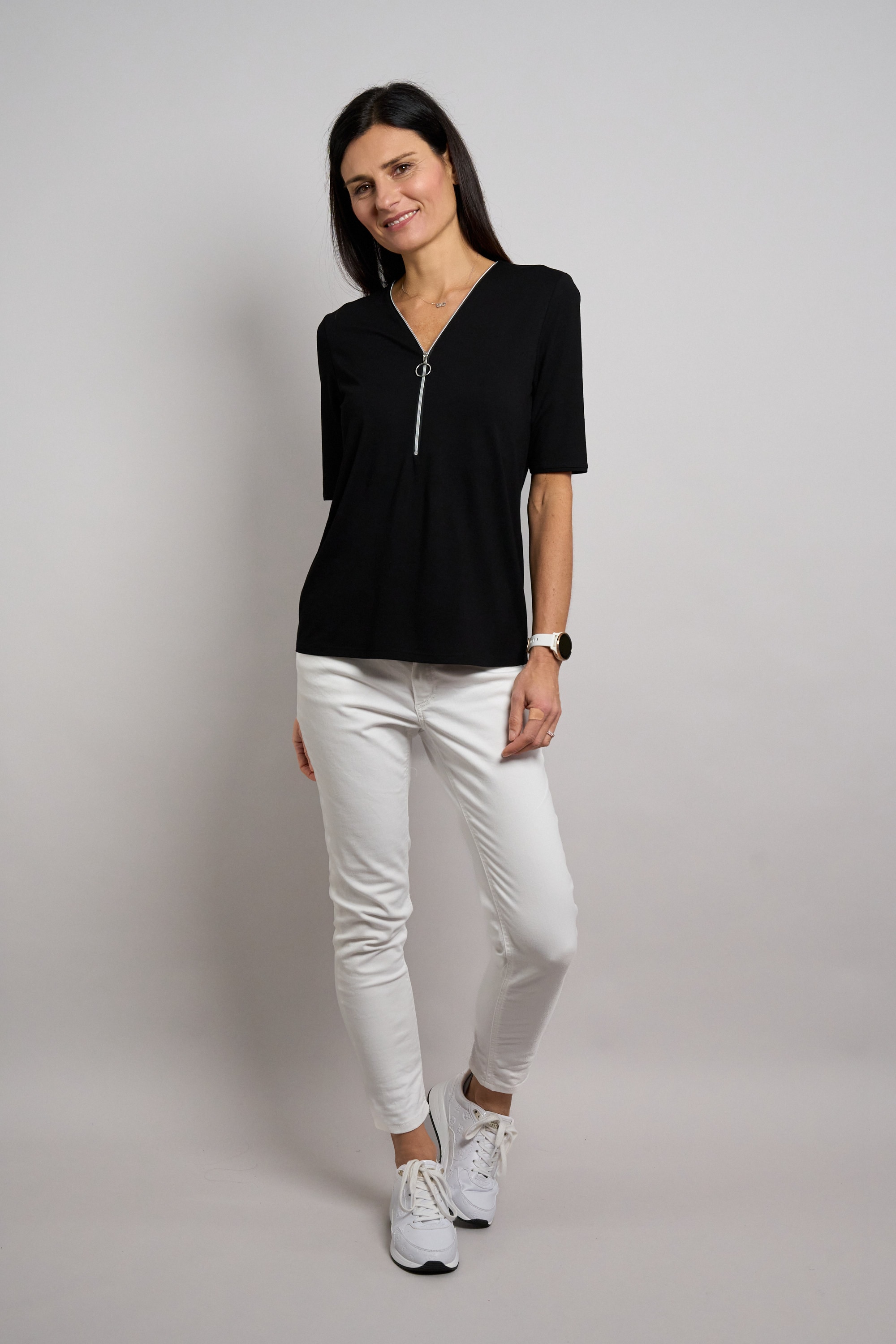 Seidel Moden T-shirt en V mit Reissverschluss am Kragen - MADE IN GERMANY