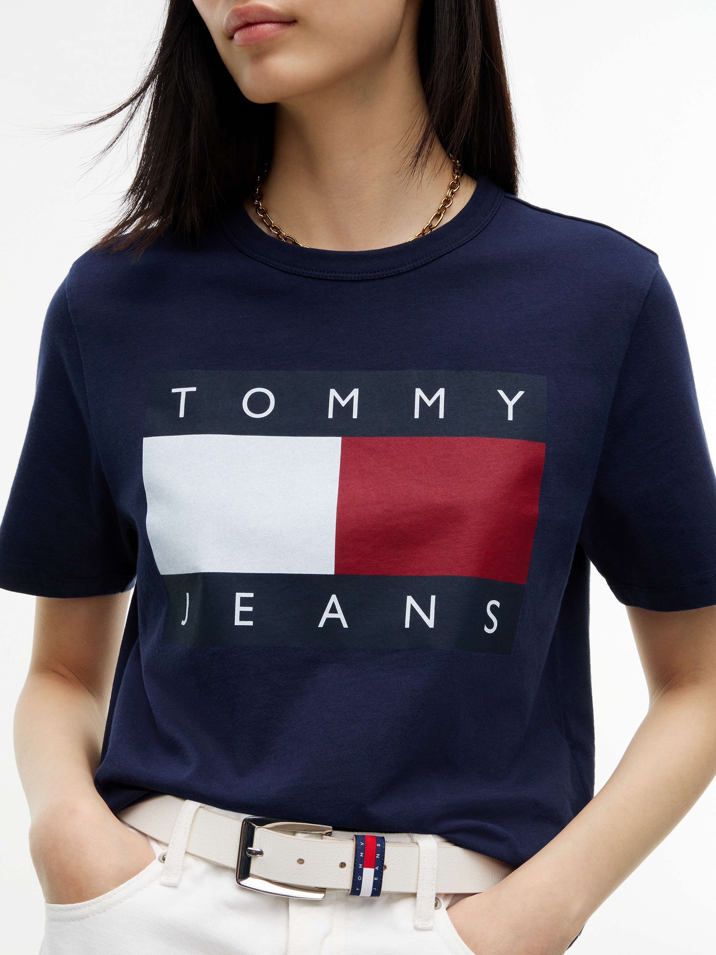 Tommy Jeans Rundhalsshirt »TJW BXY FLAG SS TEE EXT« Baumwolle
