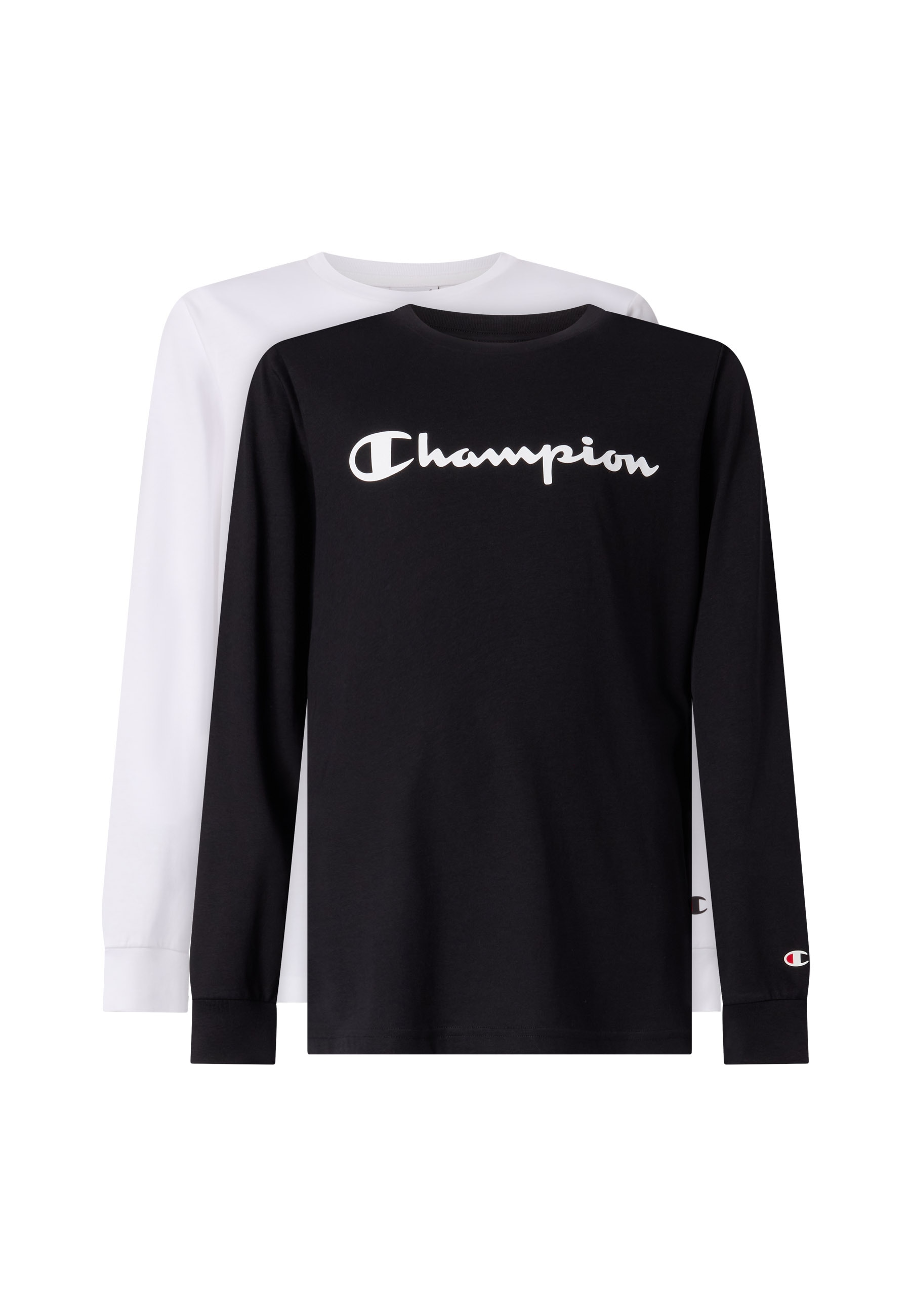 Champion T-shirt à manches longues Paquet, 2 par lot de deux, col rond, sportif, en coton