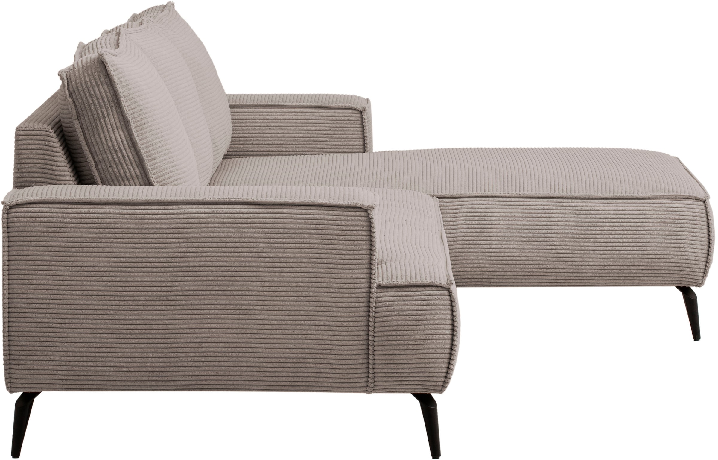 andas Canapé d'angle »TVINNU, L-Form, 275cm, in Cord und Leinenoptik« wahlweise Recamiere rechts/links, schwarze Füsse, bequemer Sitzkomfort