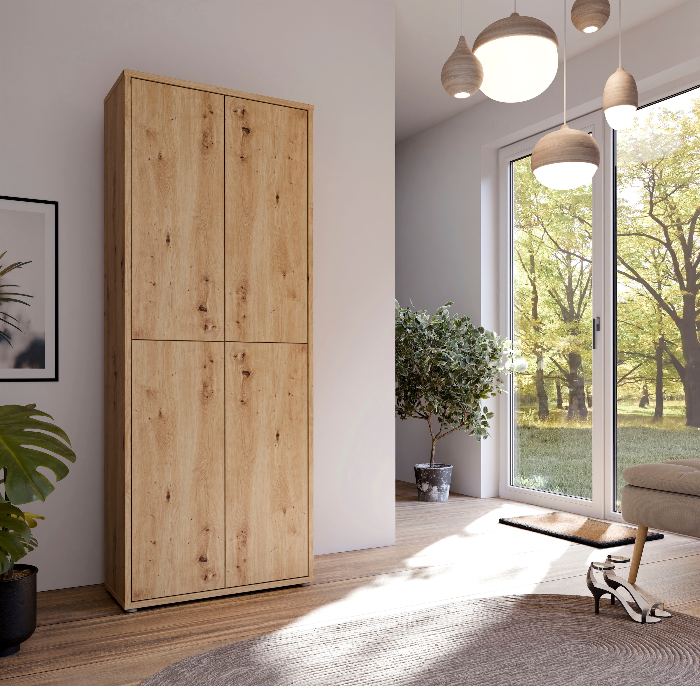 FORTE Schuhschrank »Alice Springs, Schuhschrank, Höhe 191,9 cm, 4 Türen, viel Platz« B/H/T 74,5/191,9/34,9 cm,  Stauraumschrank, Mehrzweckschrank, Breite 74,5 cm, mit 8 Böden