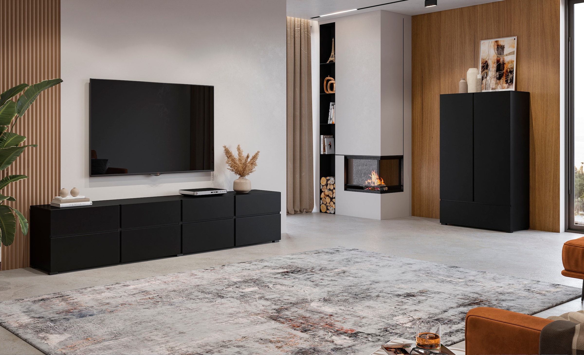 GOODproduct Armoire multi-usages »Cross,Breite 89 cm, Highboard, Universalschrank, Garderobe« armoire à linge avec beaucoup de rangement, étagères réglables