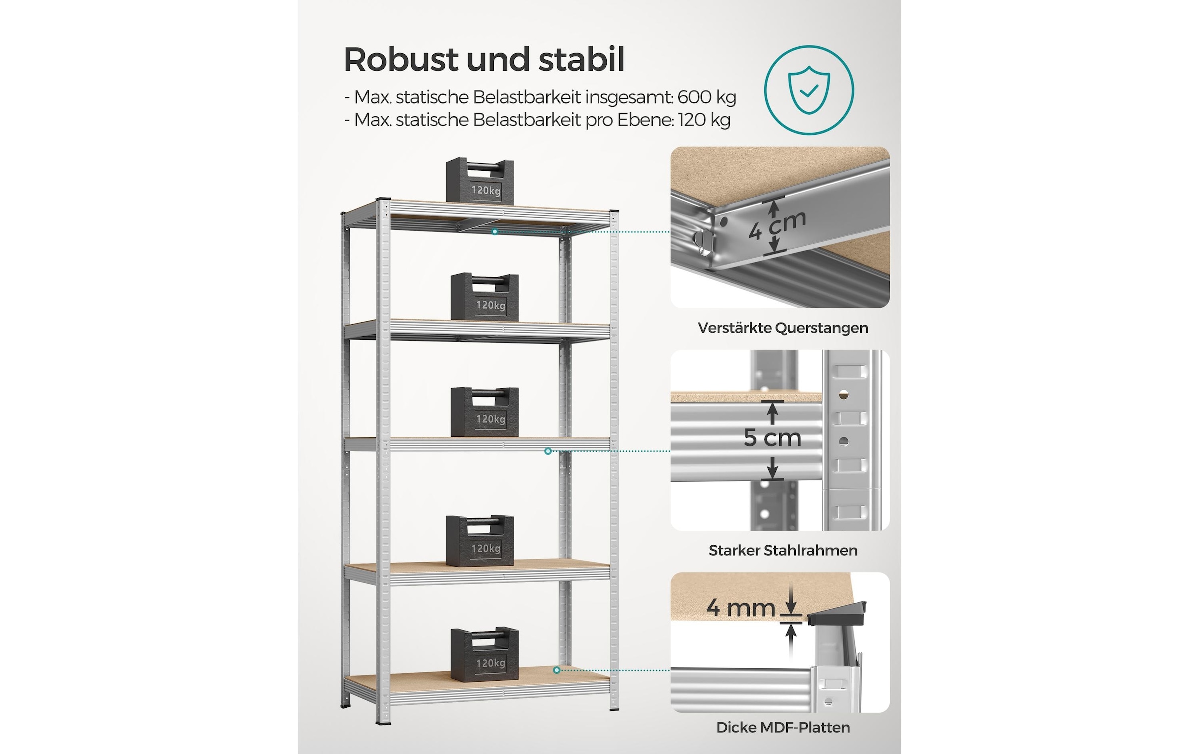 SONGMICS Regal »Silber«