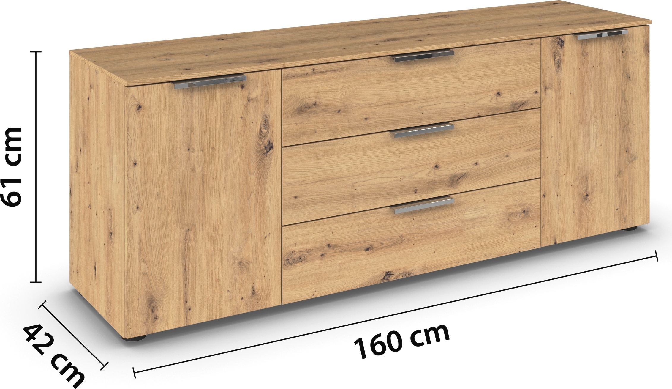 rauch Schubkastenkommode »Kommode Türkommode Sideboard Kombikommode FLIPP« Breite 160 cm mit 2 Einlegeböden,  2-türig mit  3 Schubladen und Soft-Close-Funktion
