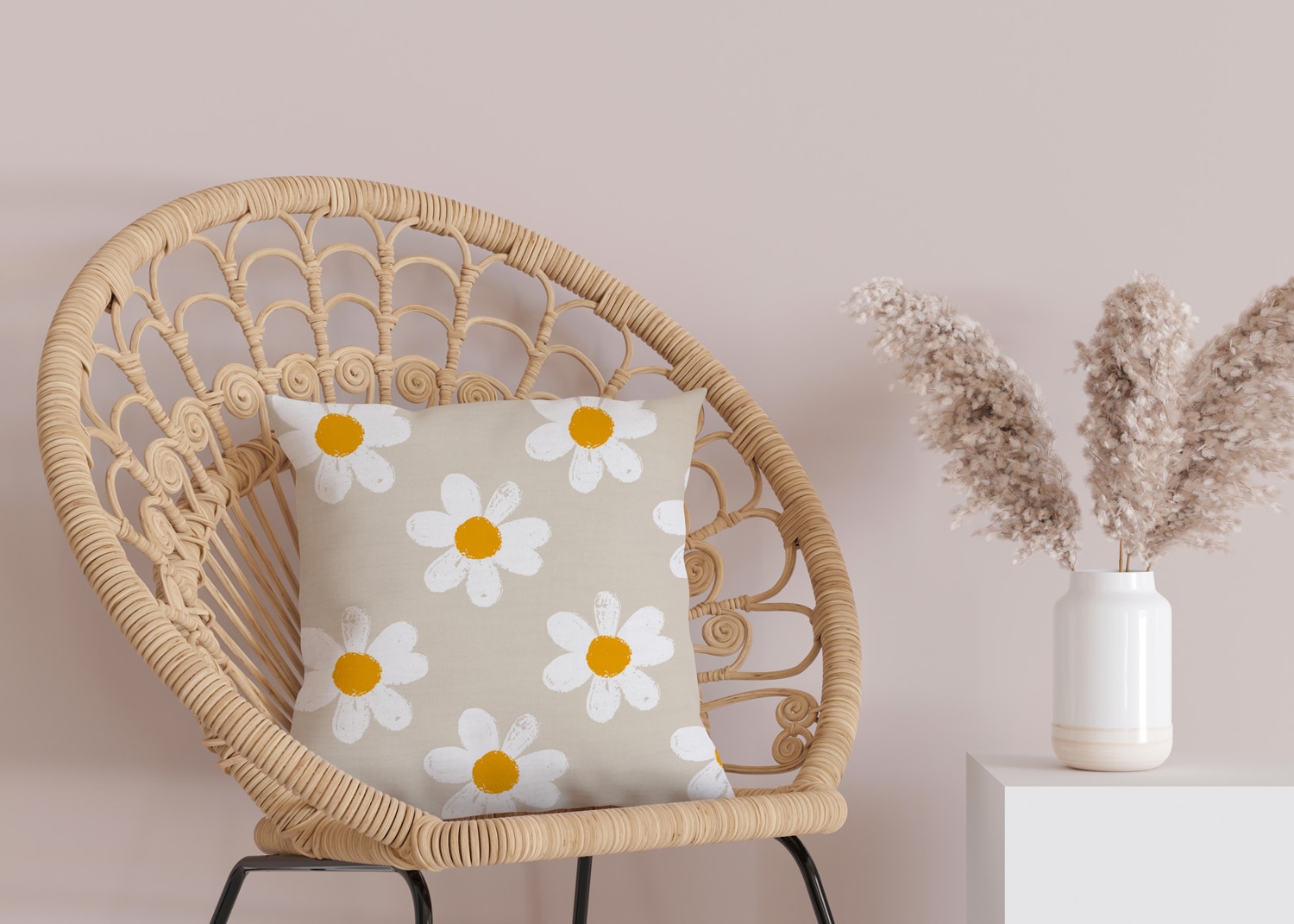 queence Coussin décoratif »Levke« mit Gänseblümchen