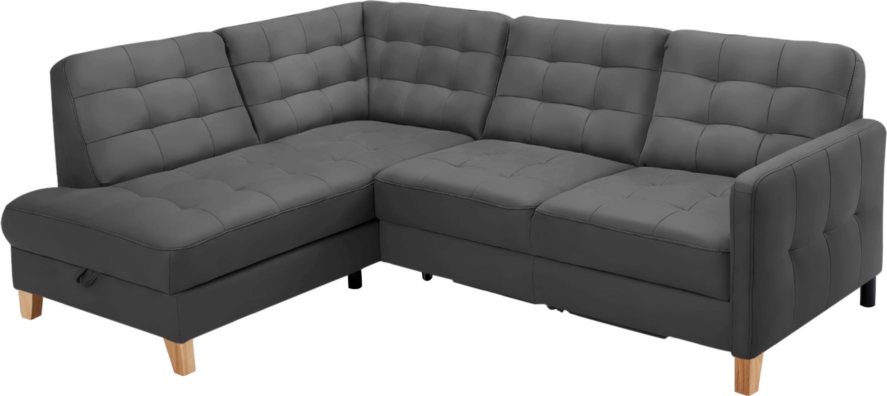 exxpo - sofa fashion Canapé d'angle »Elio, kompakt & bequem, zeitloses Design, Breite 228cm, L-Form« wahlweise mit Bettfunktion und Bettkasten