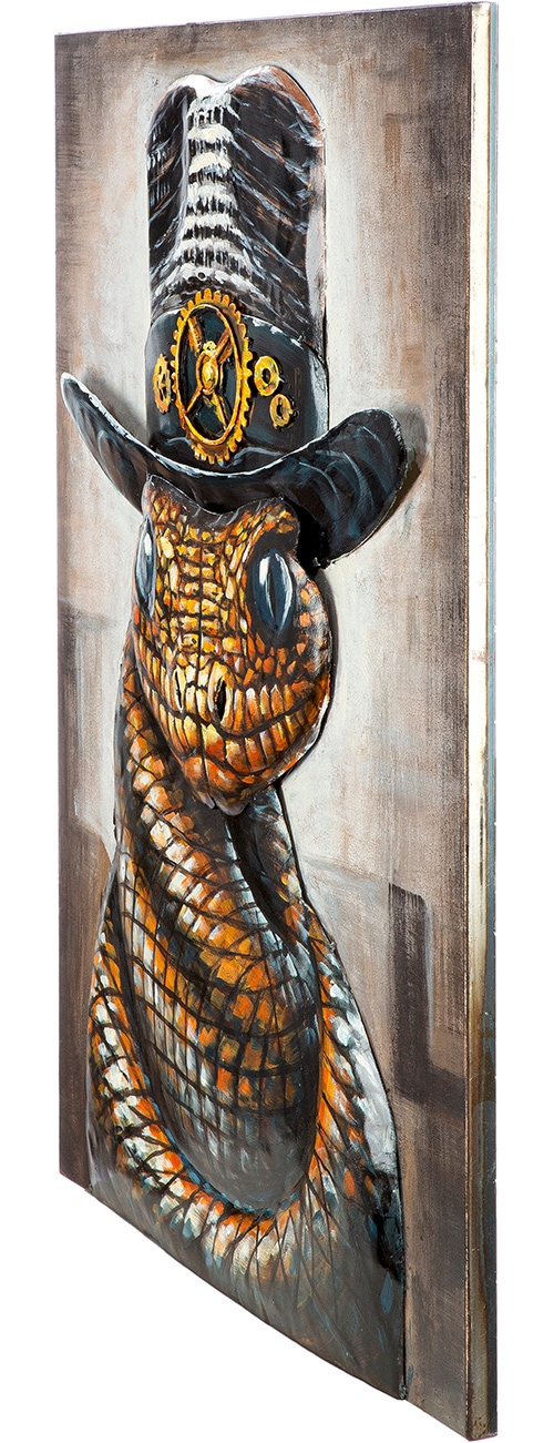 GILDE Tableau métallique »Bild rechteckig Snake with attitude  braun« Animaux 1 cuis tlg. Image de serpent motif animal design extravagant pièce maîtresse accroche-regard