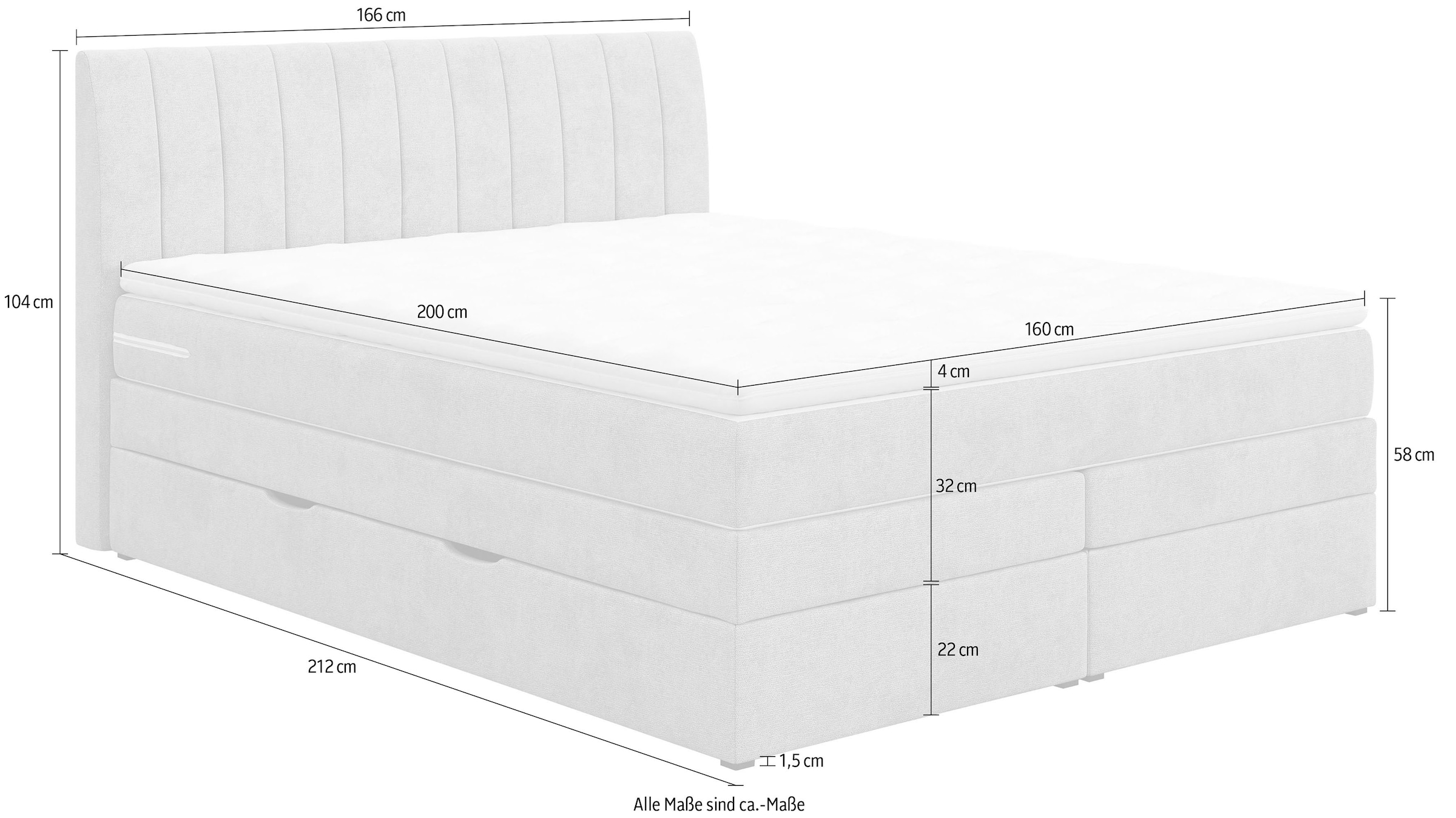 COTTA Lit boxspring »Shark inkl. Bettkasten und Topper« erhältlich in den Breiten 140x200cm, 160x200cm und 180x200cm