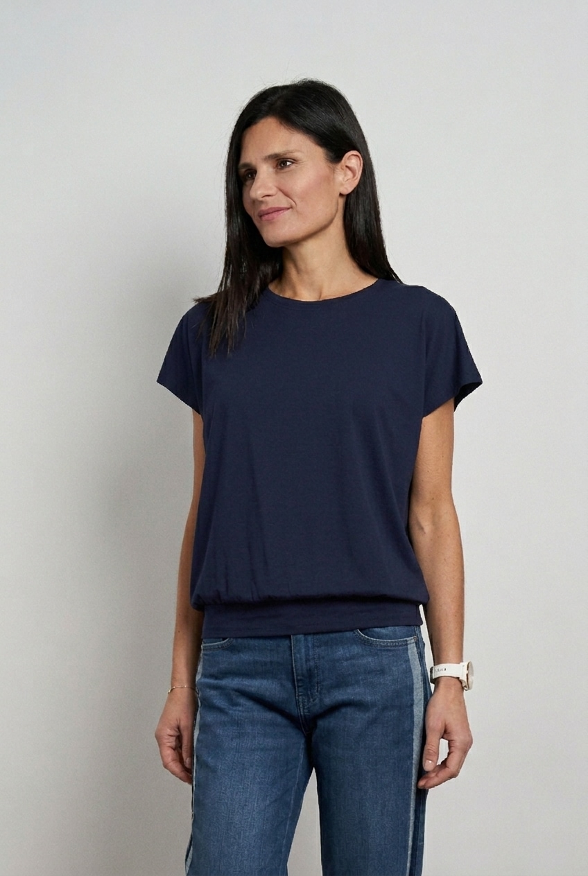Seidel Moden Shirt à col rond avec large bande élastique à la taille - MADE IN GERMANY