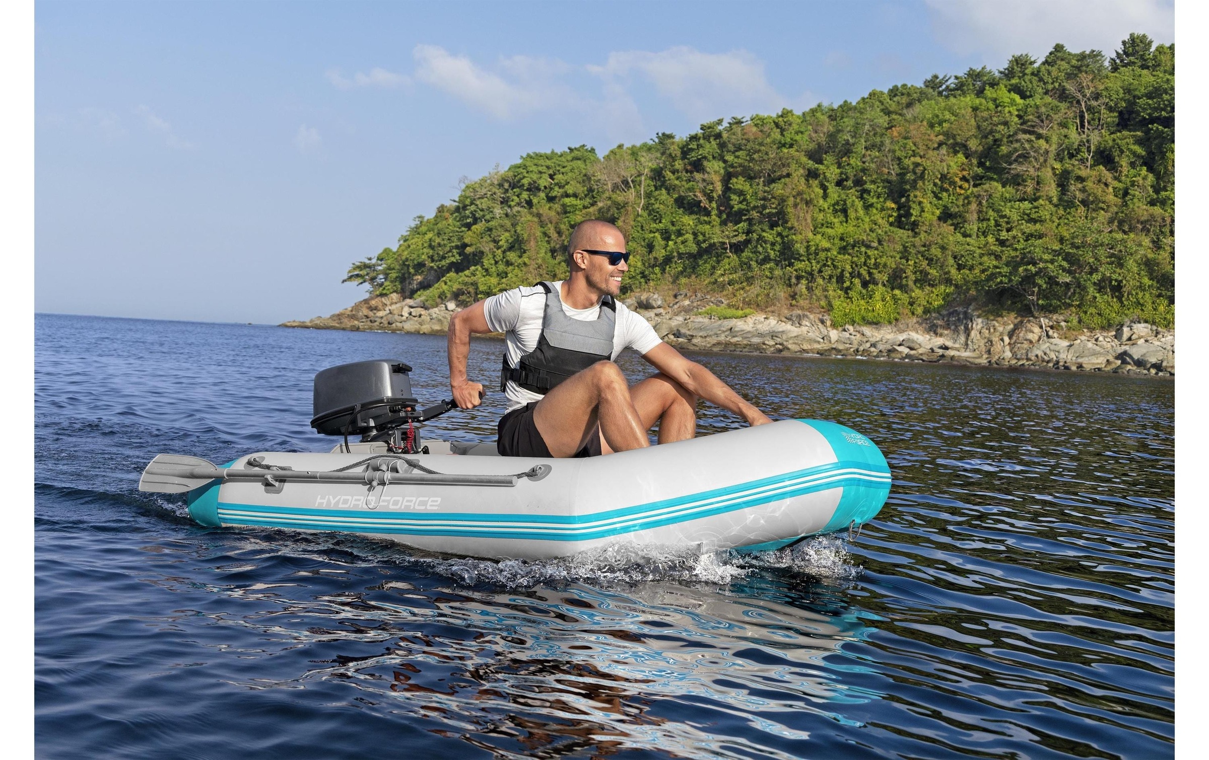 Bestway Bateau pneumatique »Corinth Elite Sport Boat Set, 230 x 130 x 33 cm« Aufblasbares Sportboot für 2 Personen mit Motorhalterung