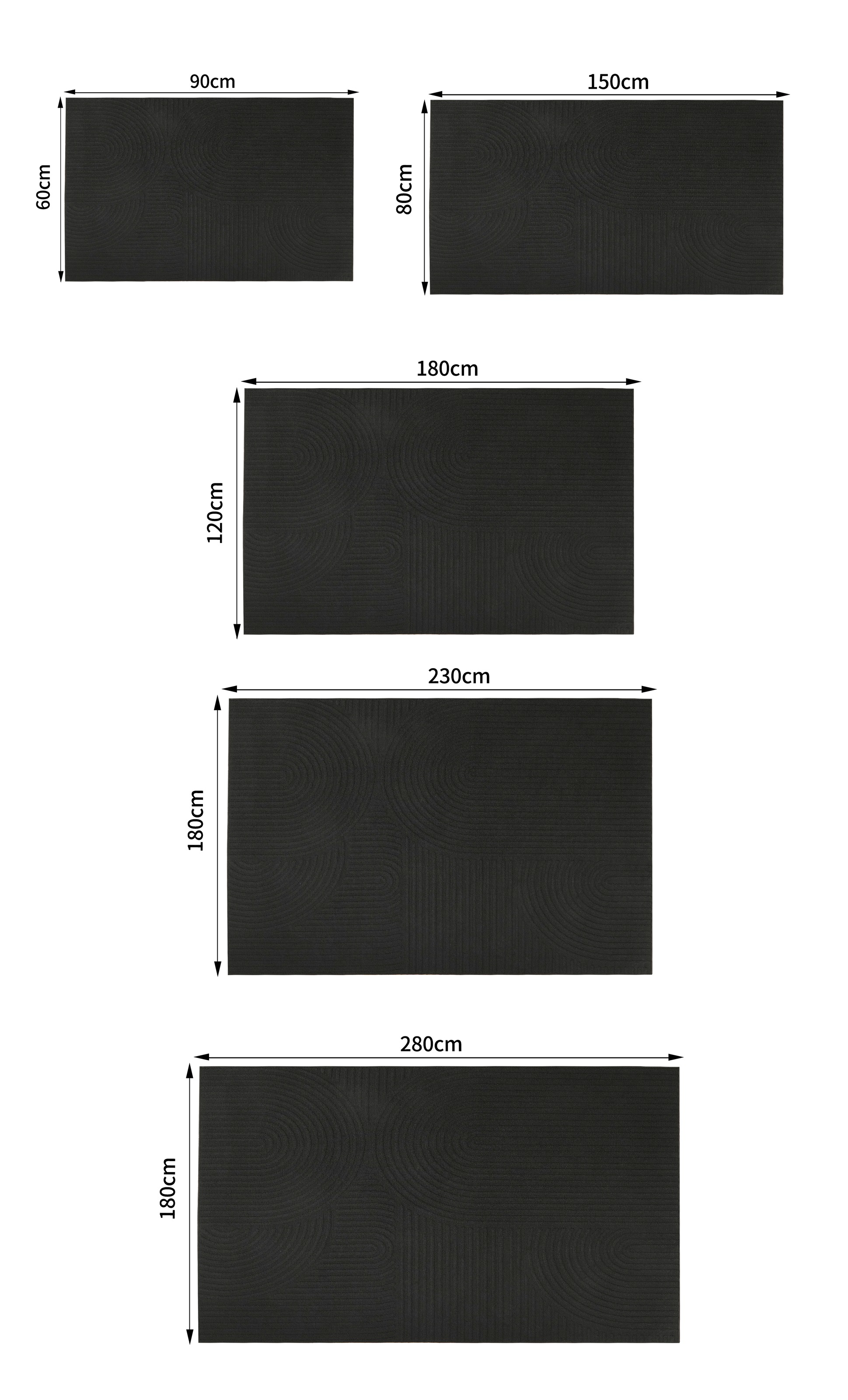 my home Tapis »Jola Hoch-Tief-Design, Scandi-Look, Zen« Rectangulaire 10 mm Höhe Boho, Modern, 3D, Wohnzimmer, Schlafzimmer, wasserabweisend