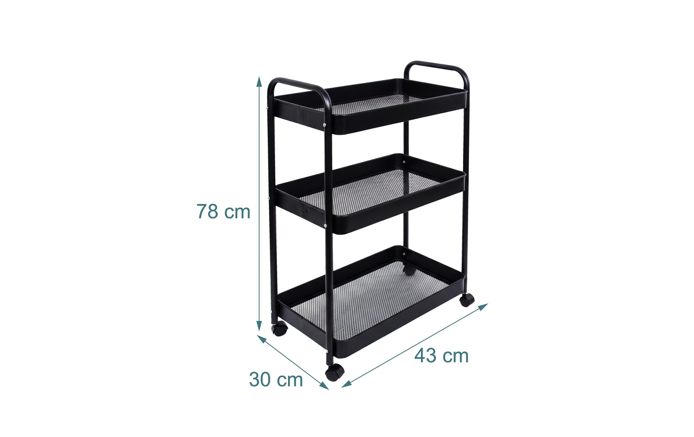 relaxdays Rollwagen »Mesh mit 3 Ebenen 78 x 43 x 30 cm« Mobiler Servierwagen mit 3 Mesh-Körben und 360°-Rollen
