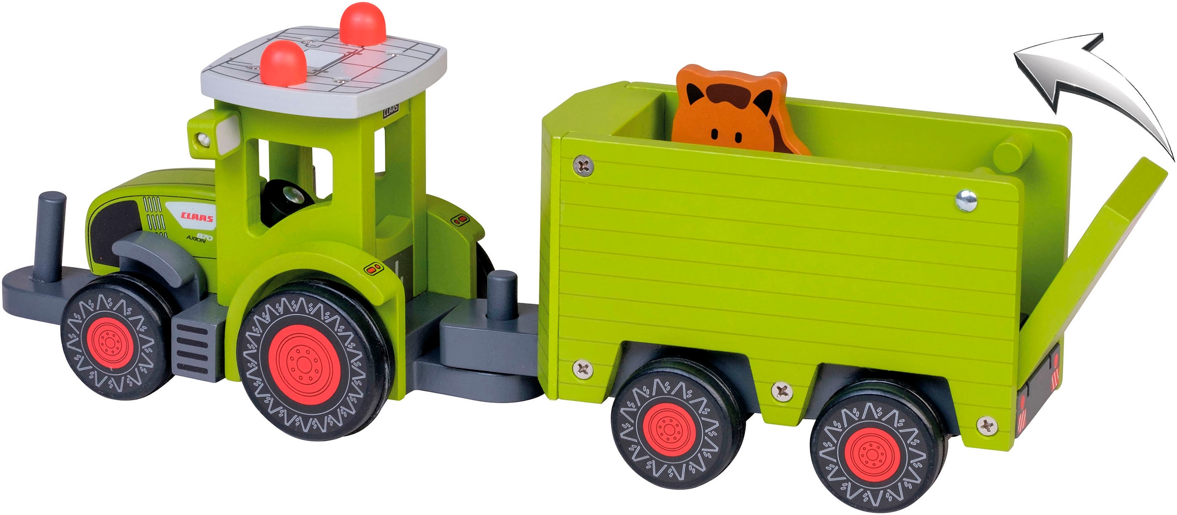 Happy People Spielzeug-Traktor »CLAAS Kids Axion 870« aus Holz, mit Viehanhänger