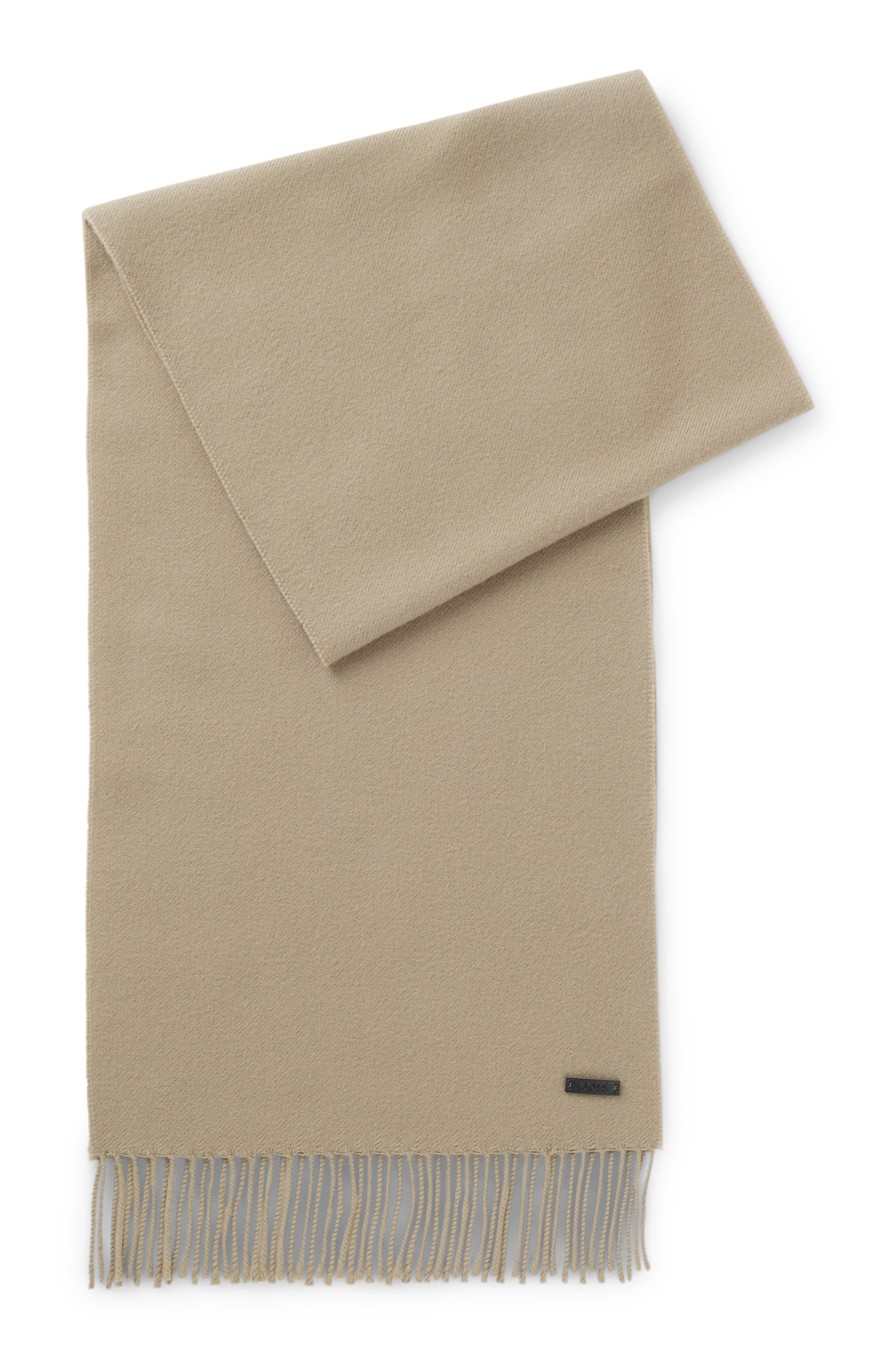 BOSS Wollschal »Naster 35*180« mit gedrehten Fransen, aus Wolle, Lederlabel, Premium Quality