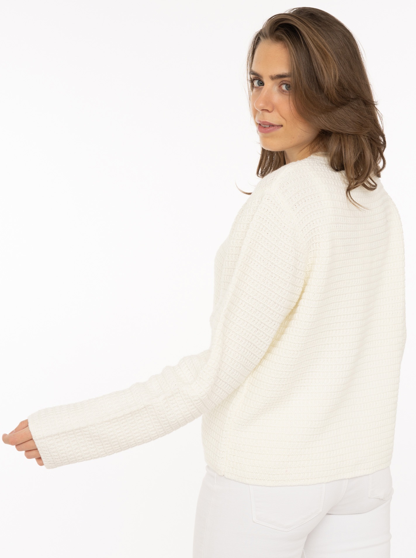 Zwillingsherz Strickjacke »"Herz Knopf"« mit Lockstrickmuster und Herzknöpfen in goldfarben