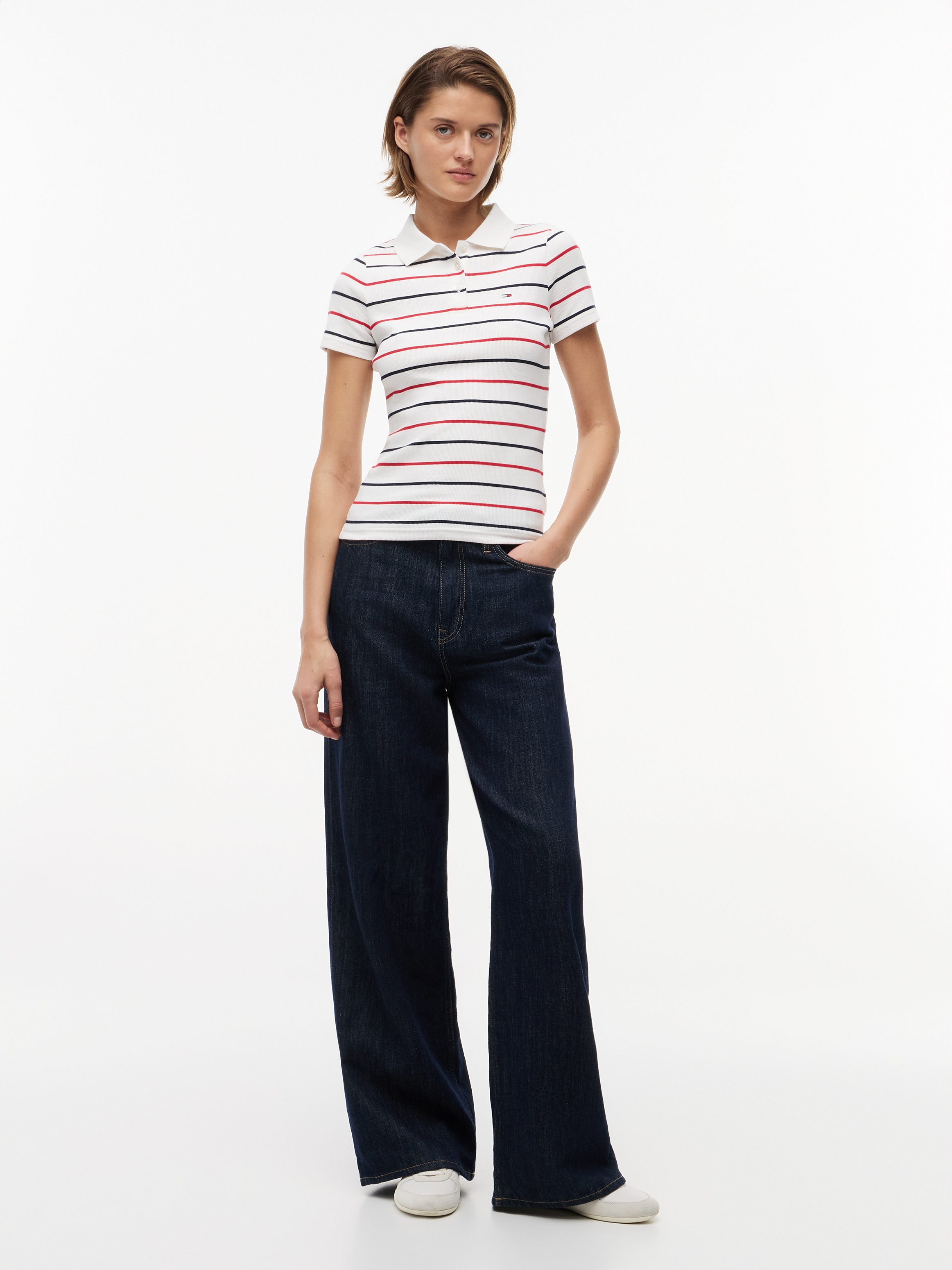 Tommy Jeans Polo »TJW SLIM RIB SS POLO« avec structure côtelée