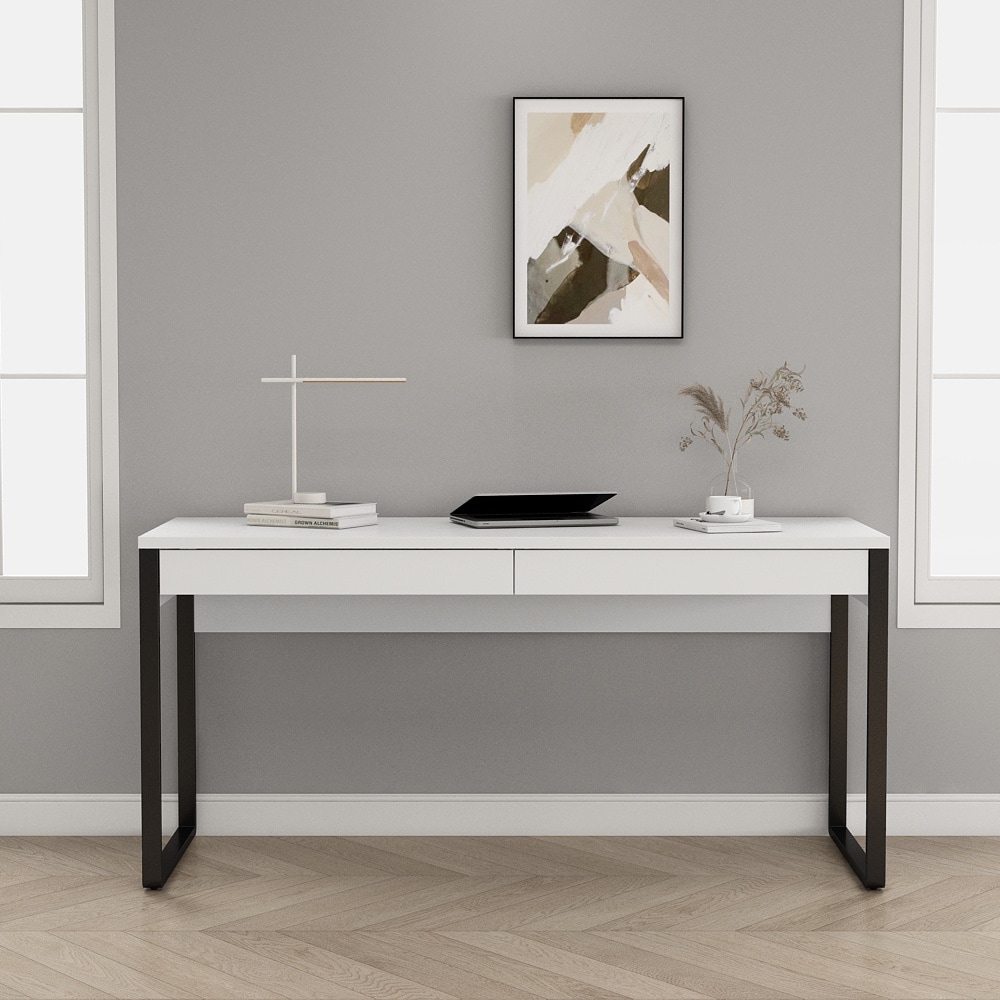 GOODproduct Schreibtisch »Moid, Computertisch im modernen Design,« Breite 120/140/160 cm, mit Metallbeinen & Schublade