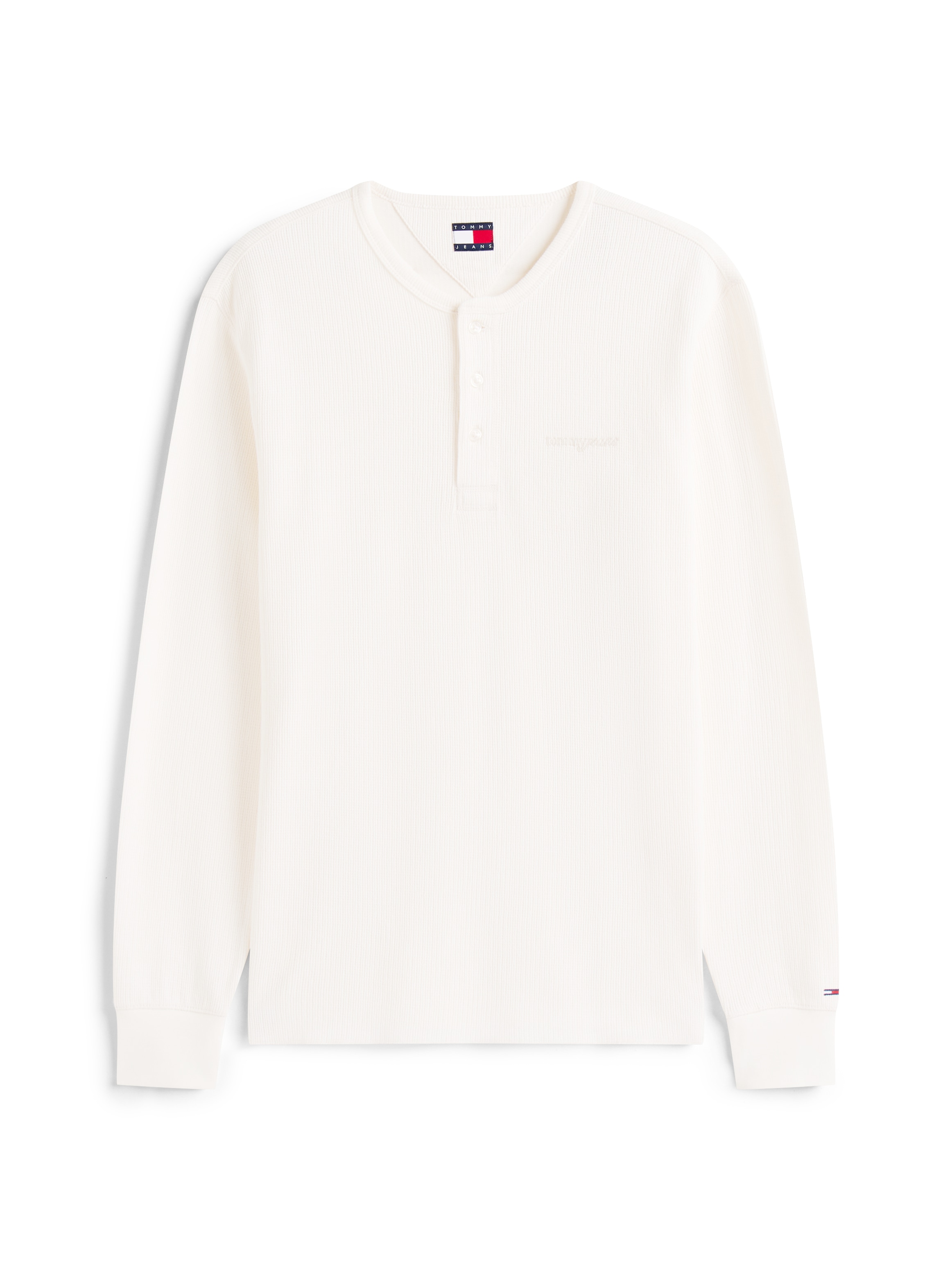 Tommy Jeans T-shirt Henleys »TJM WAFFLE SCRIPT HENLEY« Rundhals, slim fit, mit feiner Struktur