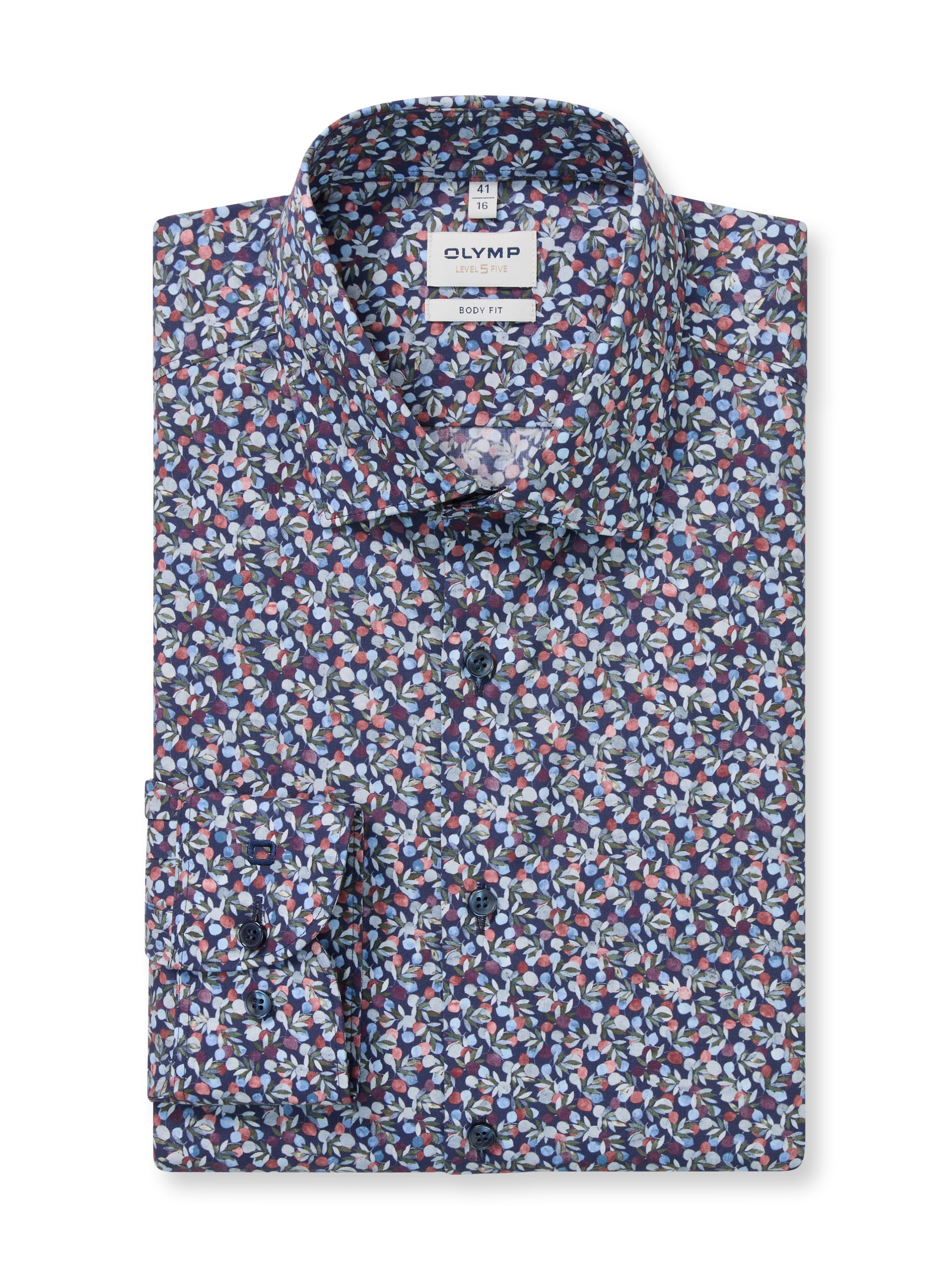 OLYMP Chemise à manches longues »Level Five« Businesshemd, body fit, New York Kentkragen, florales Muster