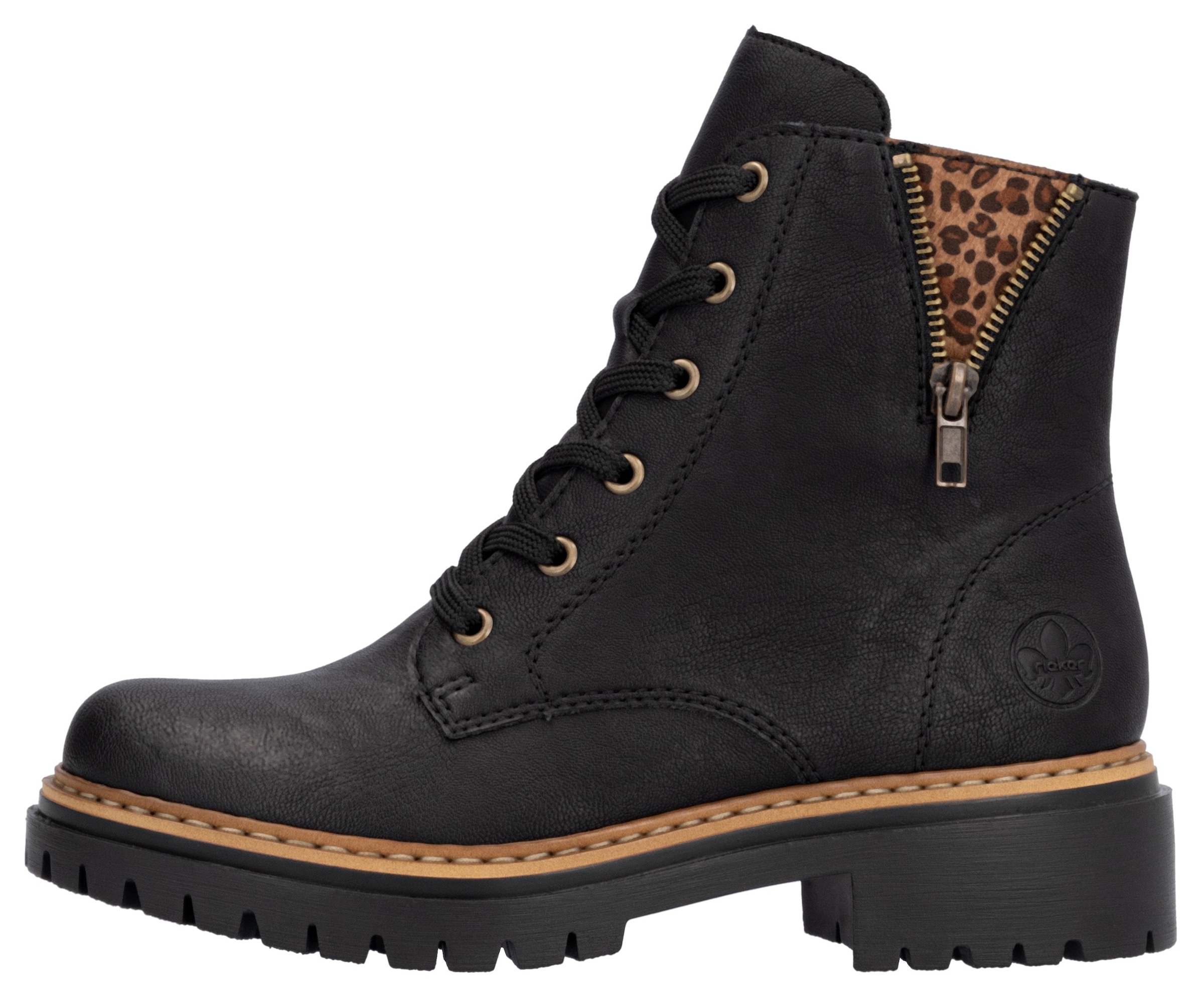 Rieker Schnürstiefelette  , Schnürboots, Blockabsatz, mit praktischem Innenreissverschluss