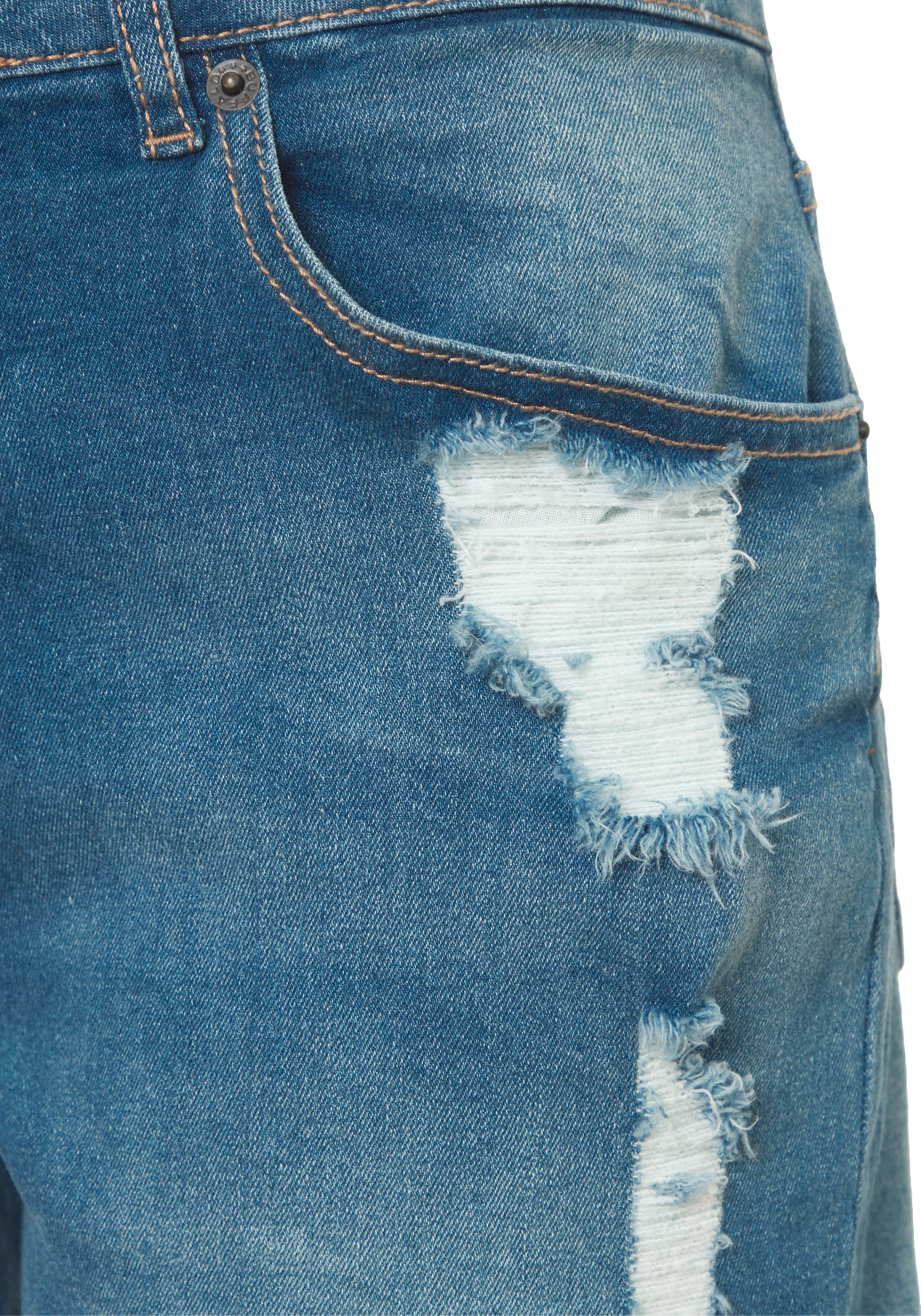 Buffalo Bermuda en jean mit Destroyed-Effekten, Shorts zum Krempeln, kurze Hose