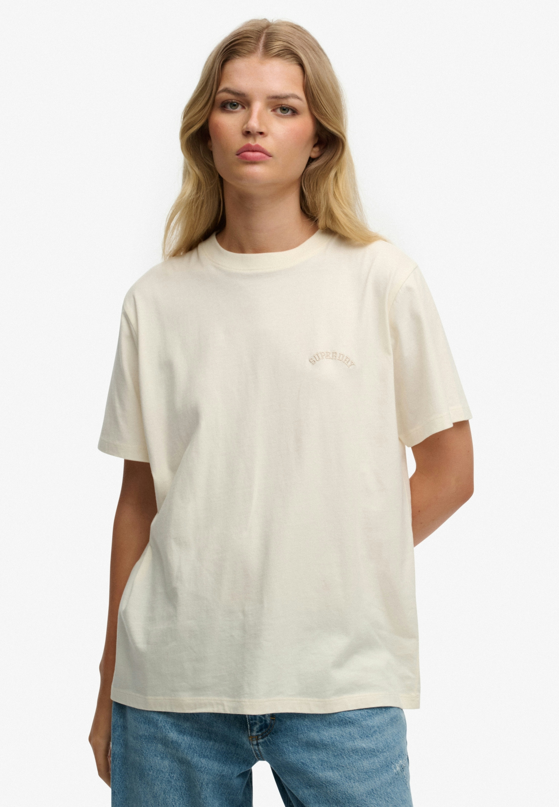 Superdry T-Shirt »ESSENTIAL LOGO LOOSE TEE« mit Rundhalsausschnitt, ohne Verschluss, Relaxed Fit, Kurzarm