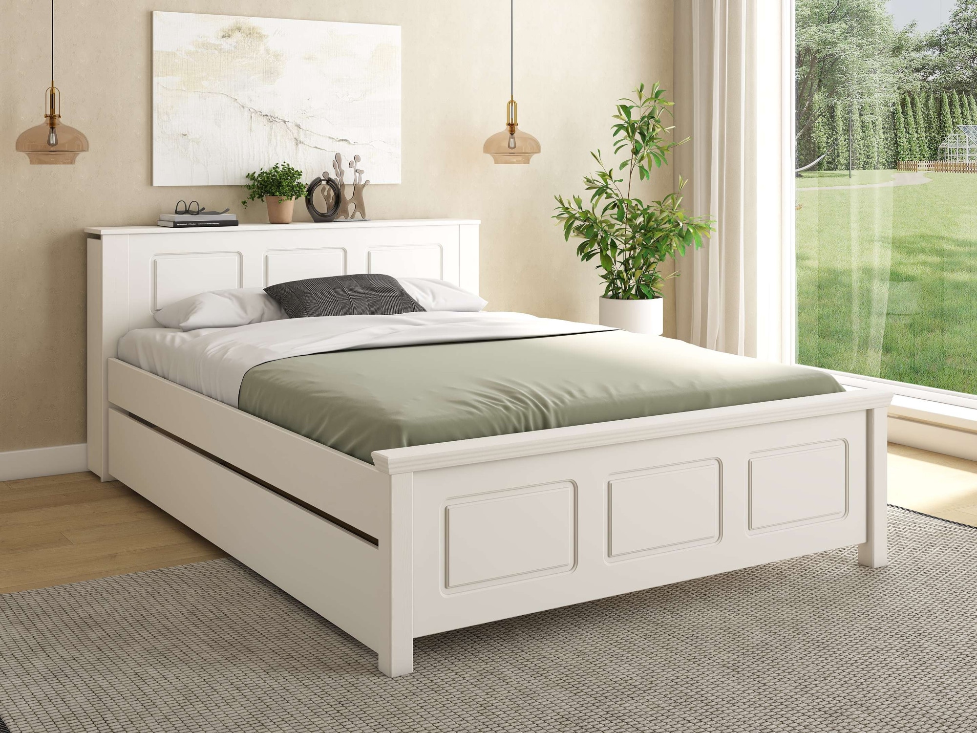 GOODproduct Bett »Malme, mit unsichtbaren, herausziehbaren Regalen, maximaler Stauraum« Liegefläche 140x200cm,  inklusive Lattenrost, Made in EU, FSC® zertifiziertes Massivholz