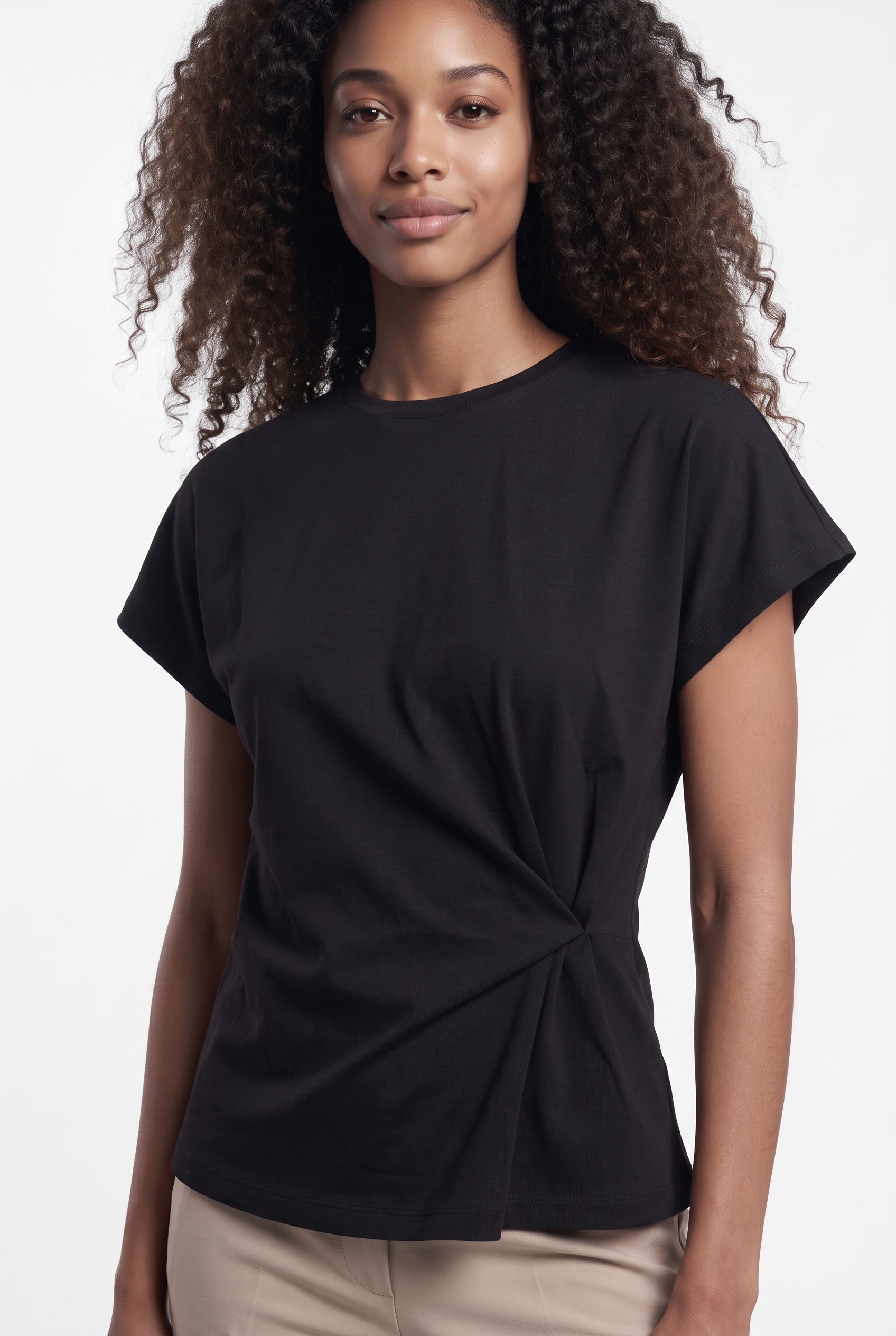 Saint Tropez Blouse à manches courtes »TheoSZ Blouse« Mélange de matières, coupe ajustée