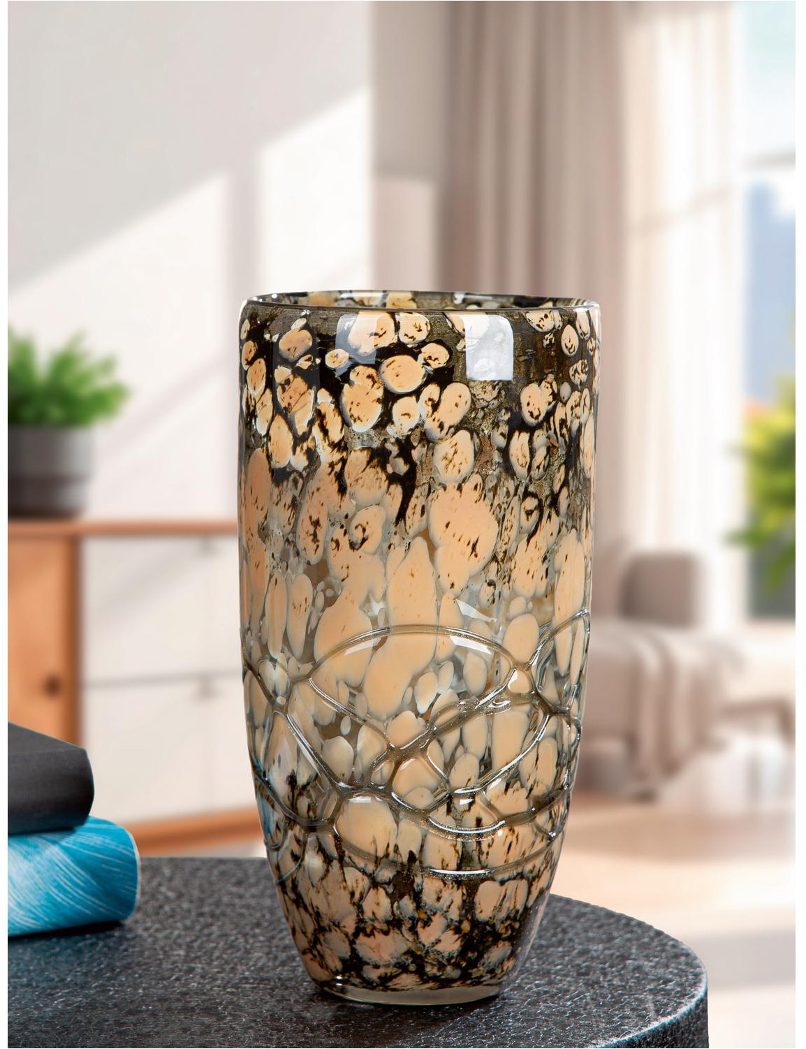 GILDE Tischvase »Glass Art, Vase, "Mountain", Glas, braun« Vase Mountain Dekovase Tischdekoration Blumendeko Gefäss