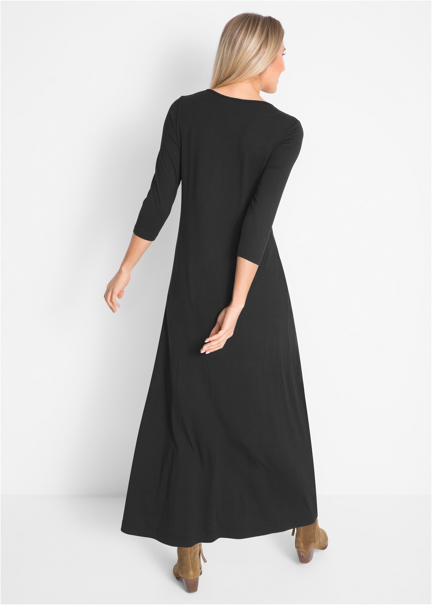bonprix Maxi robe für Casualmode im Frühjahr und Sommer, A-Linie, mit 3/4-Ärmeln