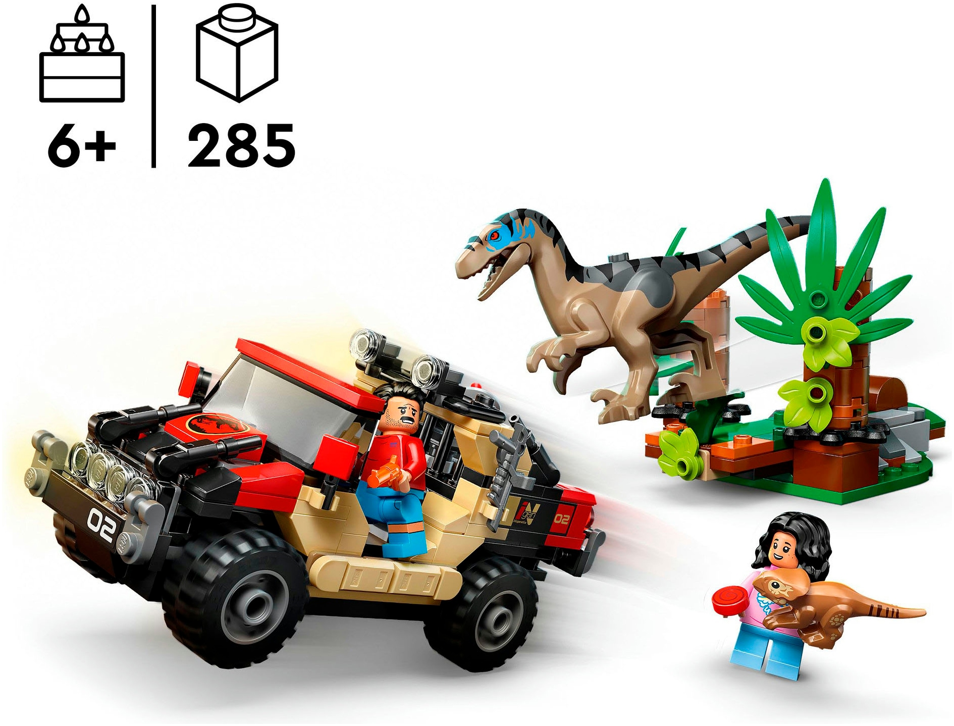 LEGO® Konstruktionsspielsteine »Raptor: Verfolgungsjagd mit dem Geländewagen (76972)« LEGO Jurassic World; Made in Europe