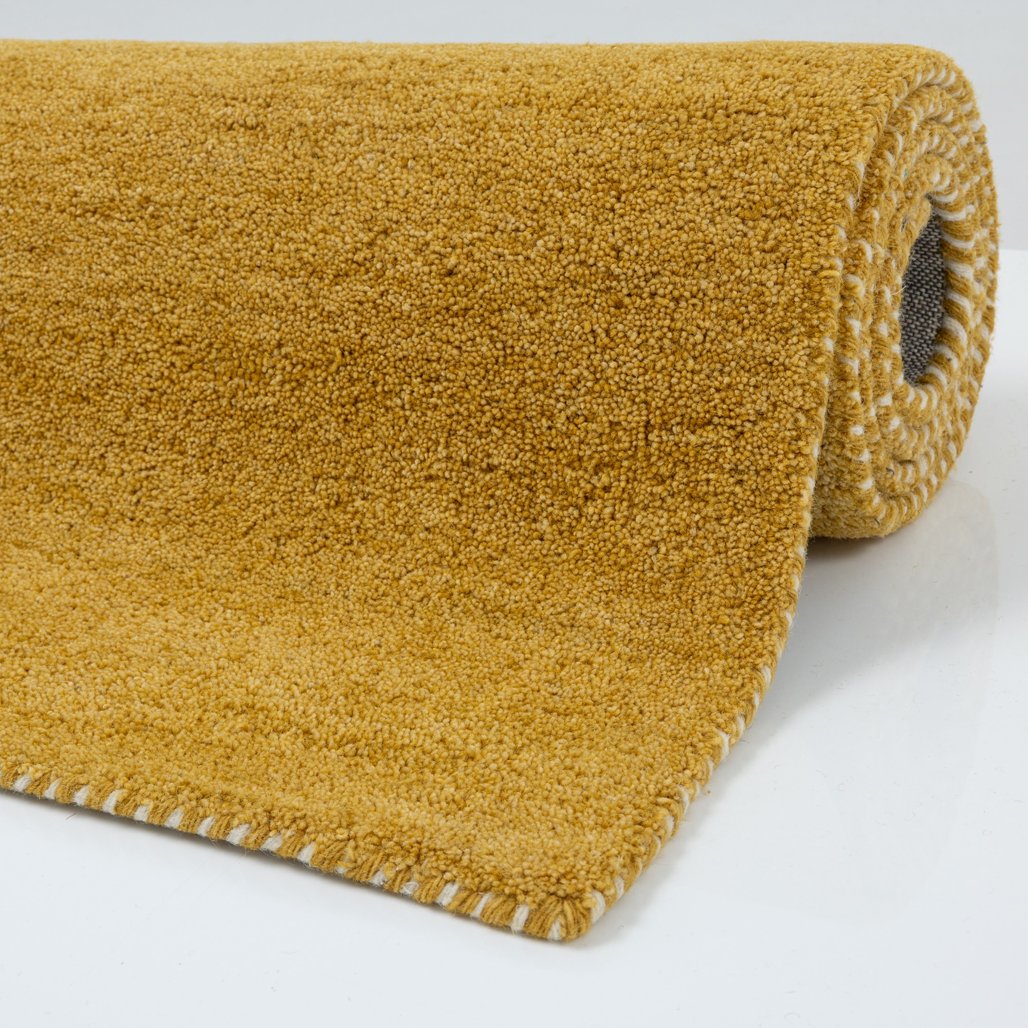 THEKO Bordure de lit »Gabbeh Uni, Handweb Teppich, meliert, reine Wolle« Höhe 14 mm 3 tlg. Bettvorleger, Uni-Farben, handgewebt, Läufer-Set, Schlafzimmer