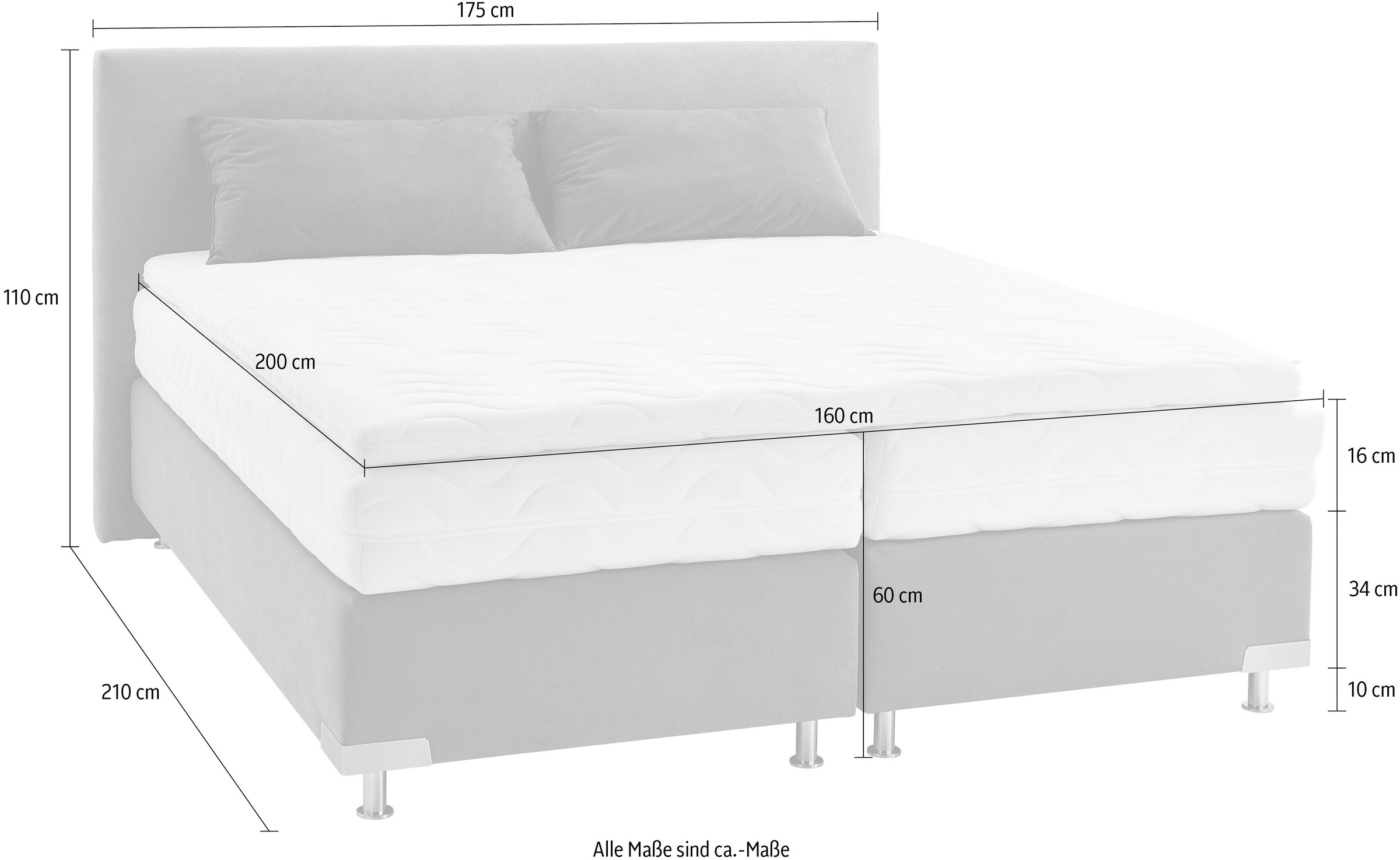 Westfalia Schlafkomfort Lit boxspring »Ambiente, wahlweise in verschiedenen Grössen & Farben« in verschiedenen Härtegraden, wahlweise mit Topper